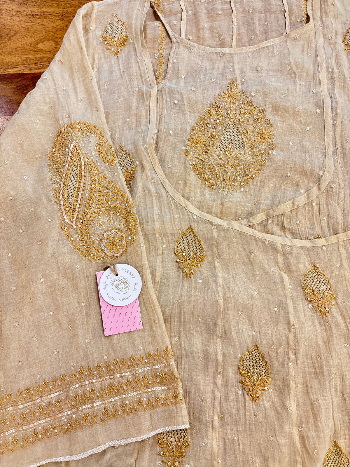 Dyeable Pure & Premium Tissue Jaal Chikankari Angrakha & Dupatta
