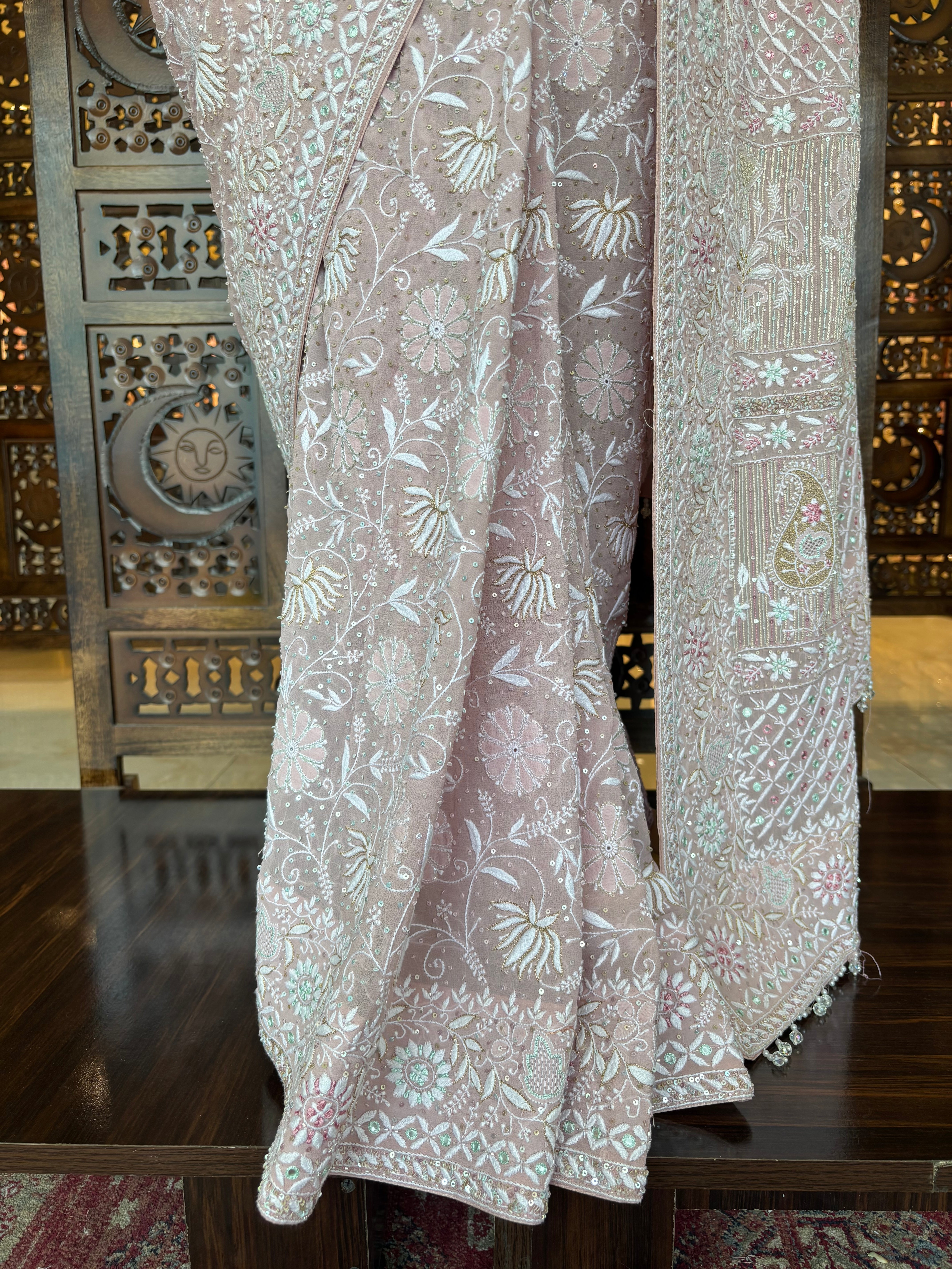 Soft Peach Pure & Premium Georgette Saree