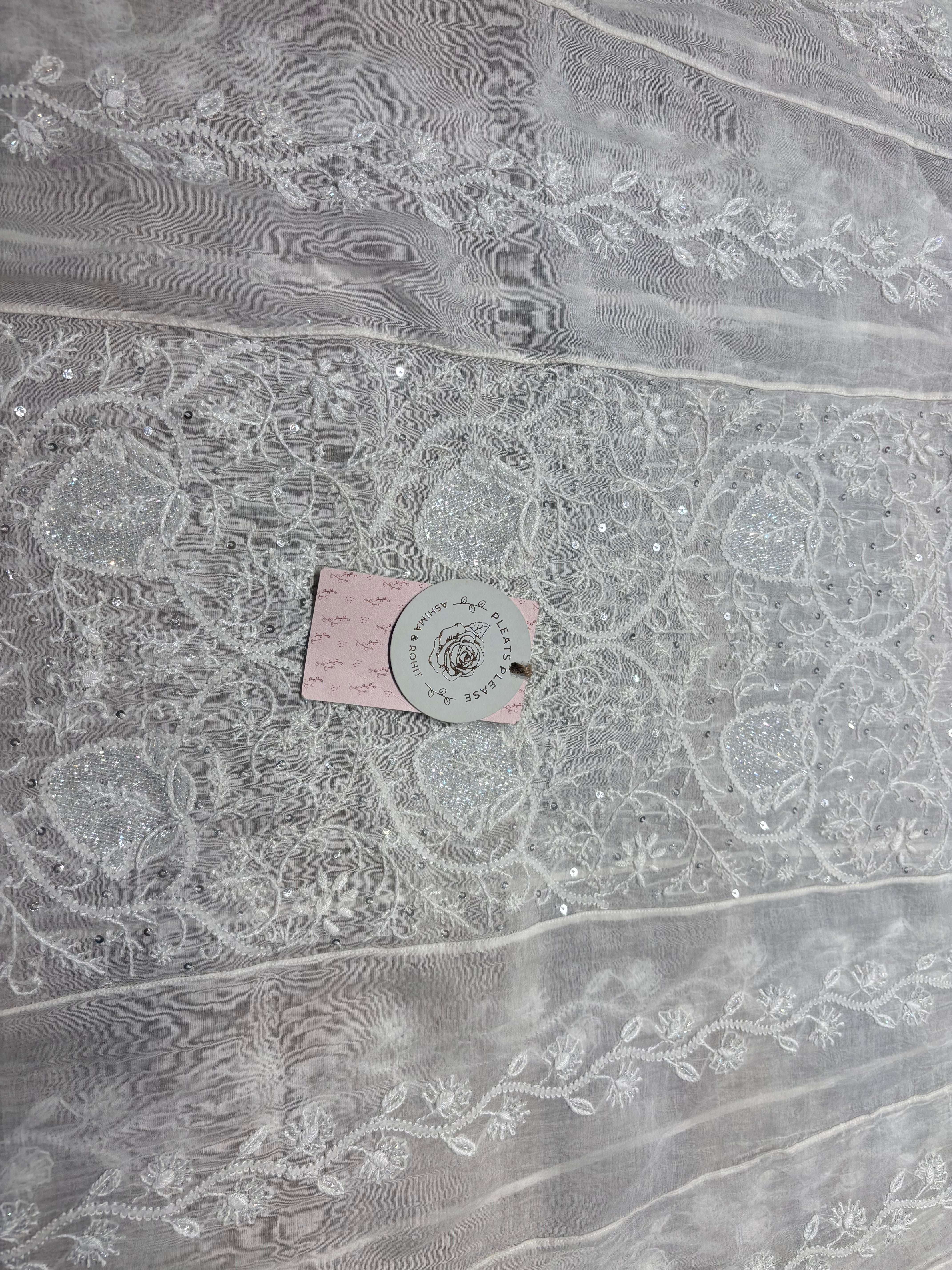 Dyeable Chanderi Mul Chikankari Anarkali and Dupatta set