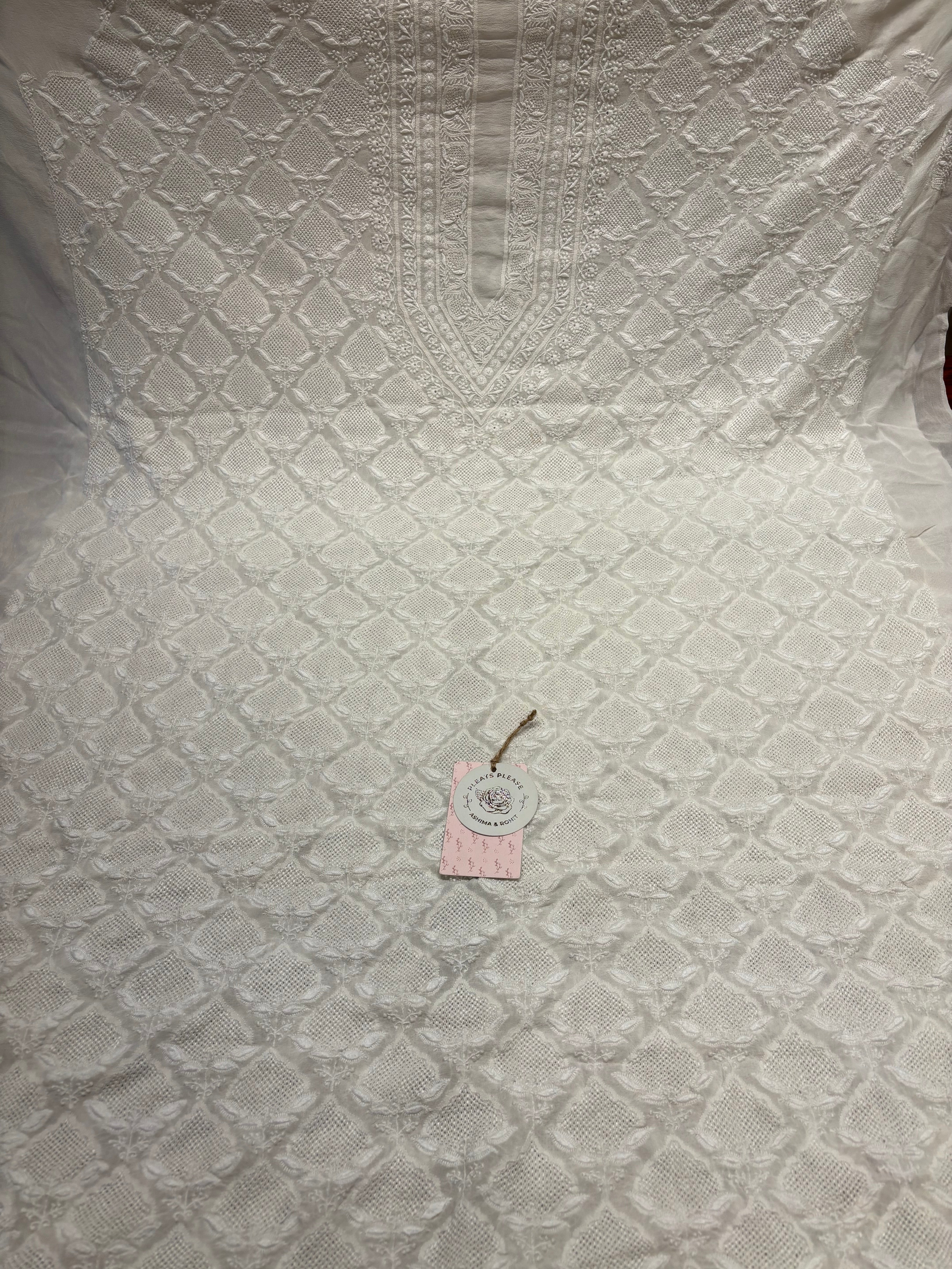 Dyeable Pure and Premium Georgette Chikankari Men’s Kurta
