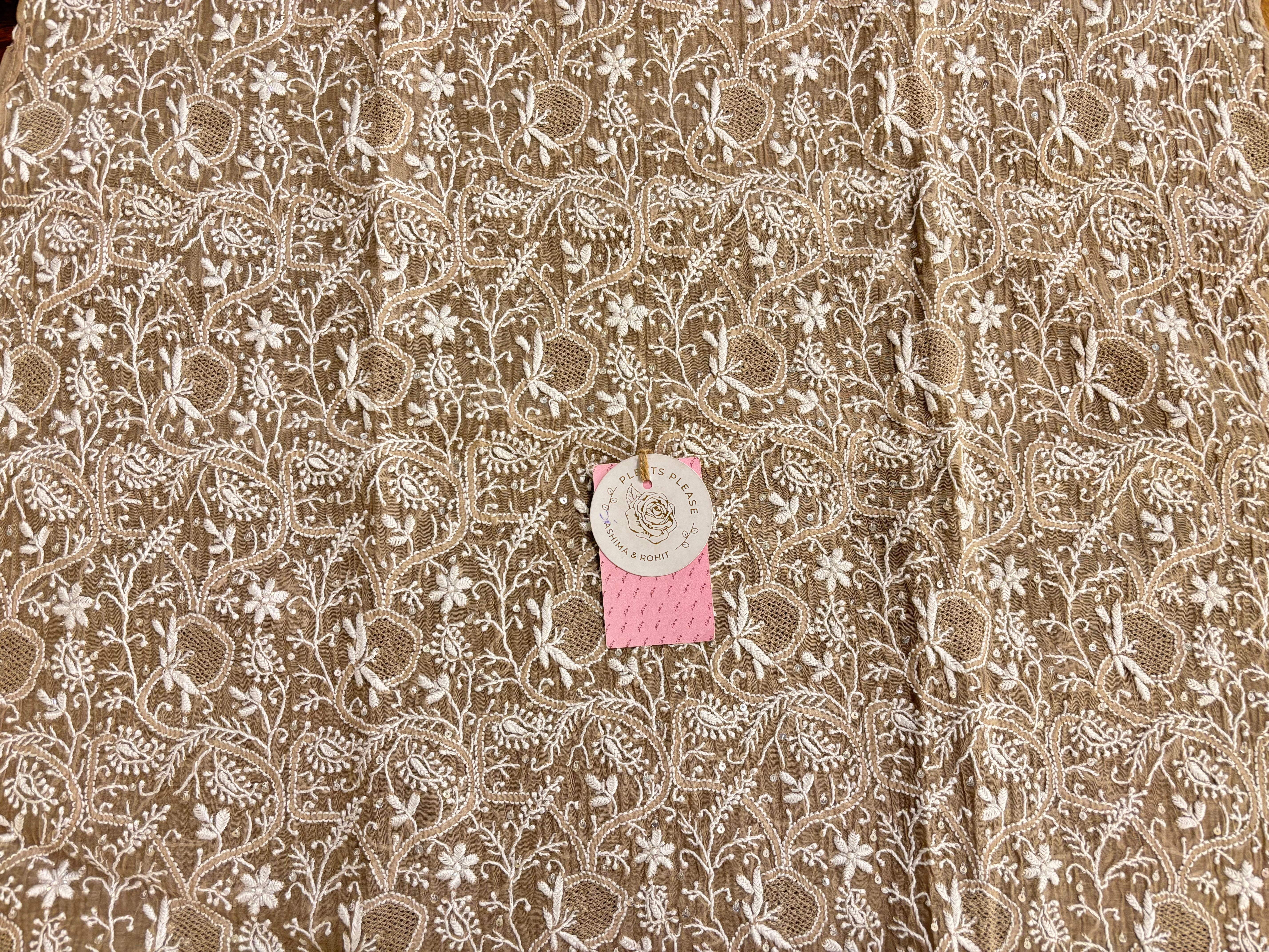 Camel Brown Chanderi Mul Chikankari Kurta and Dupatta