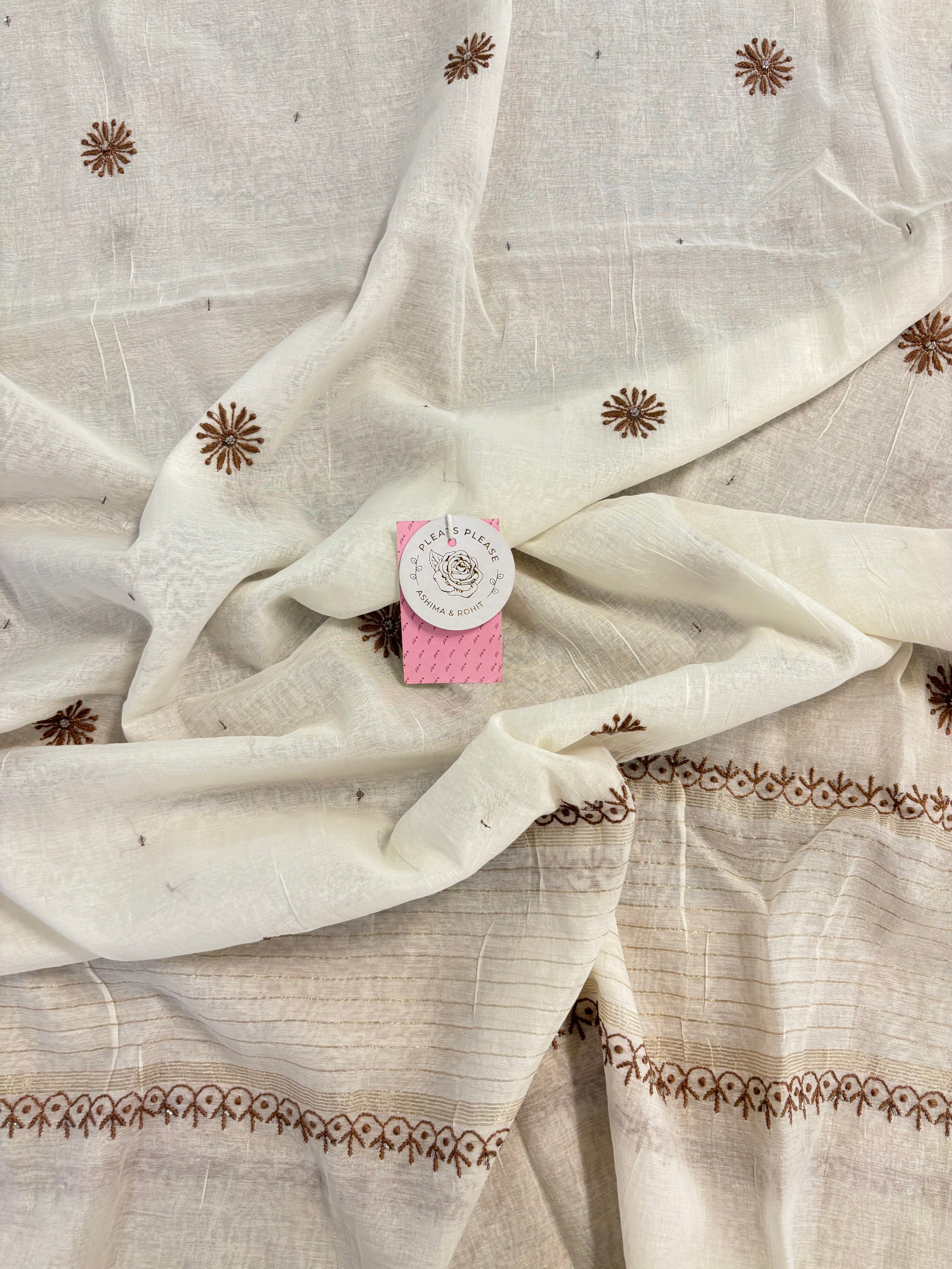 Dyeable Chanderi Chikankari Kurta & Dupatta