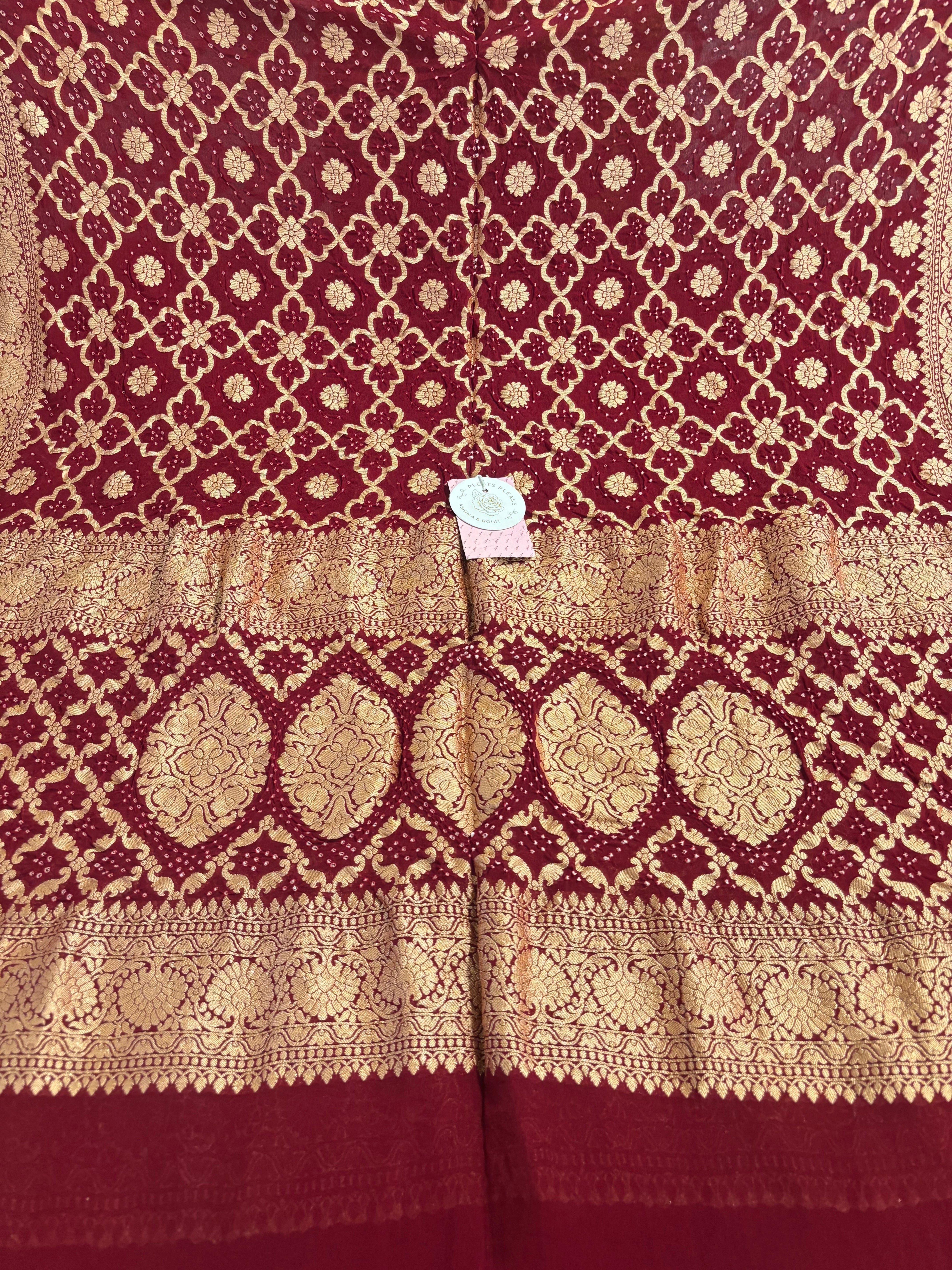 Pure Khaddi Georgette Maroon Neemzari Dupatta