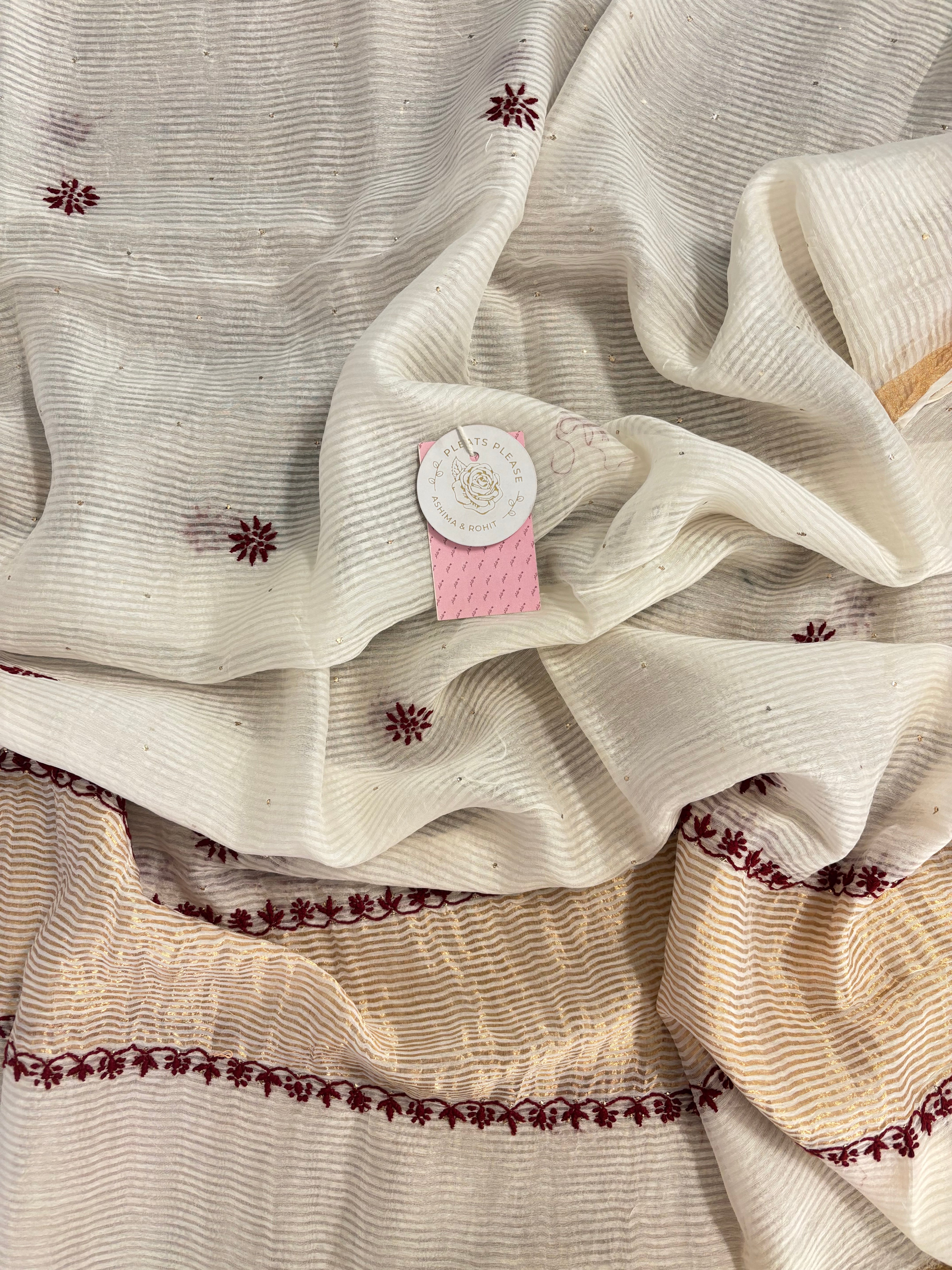 Dyeable Chanderi Chikankari Anarkali & Dupatta Set