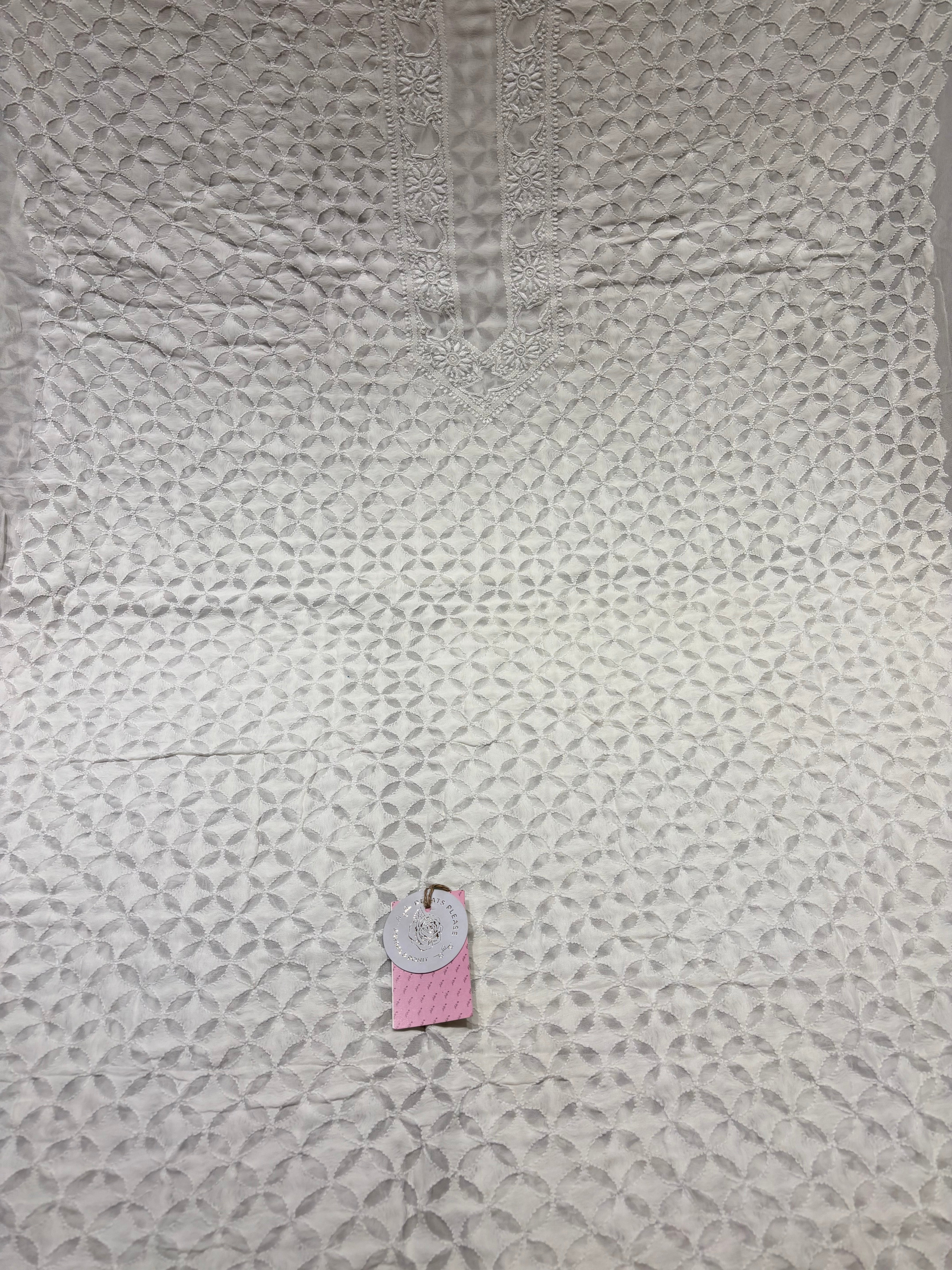 Dyeable Pure and Premium Georgette Chikankari Men’s Kurta Fabric