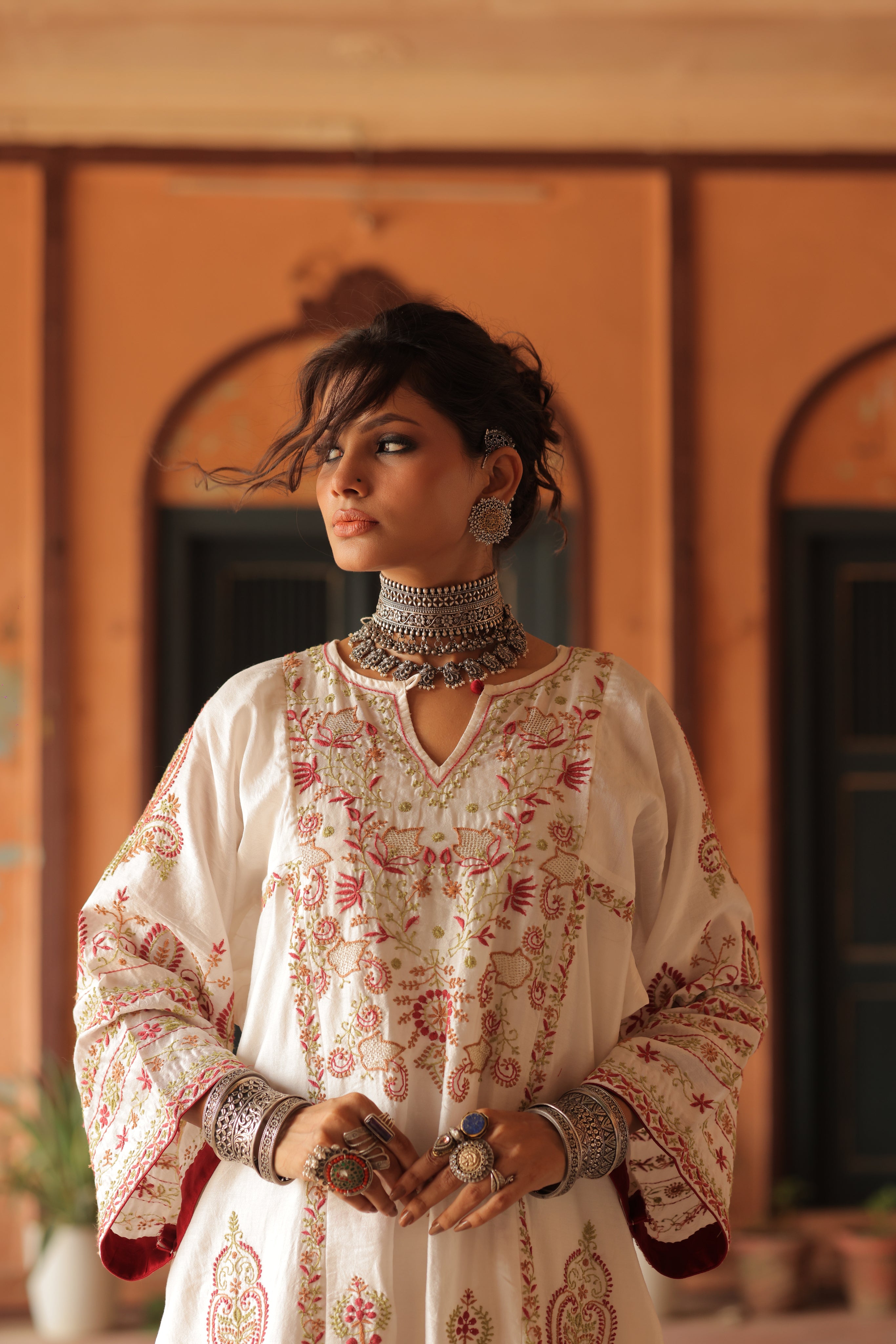 Pure Chanderi Silk Chikankari Co-ord Set