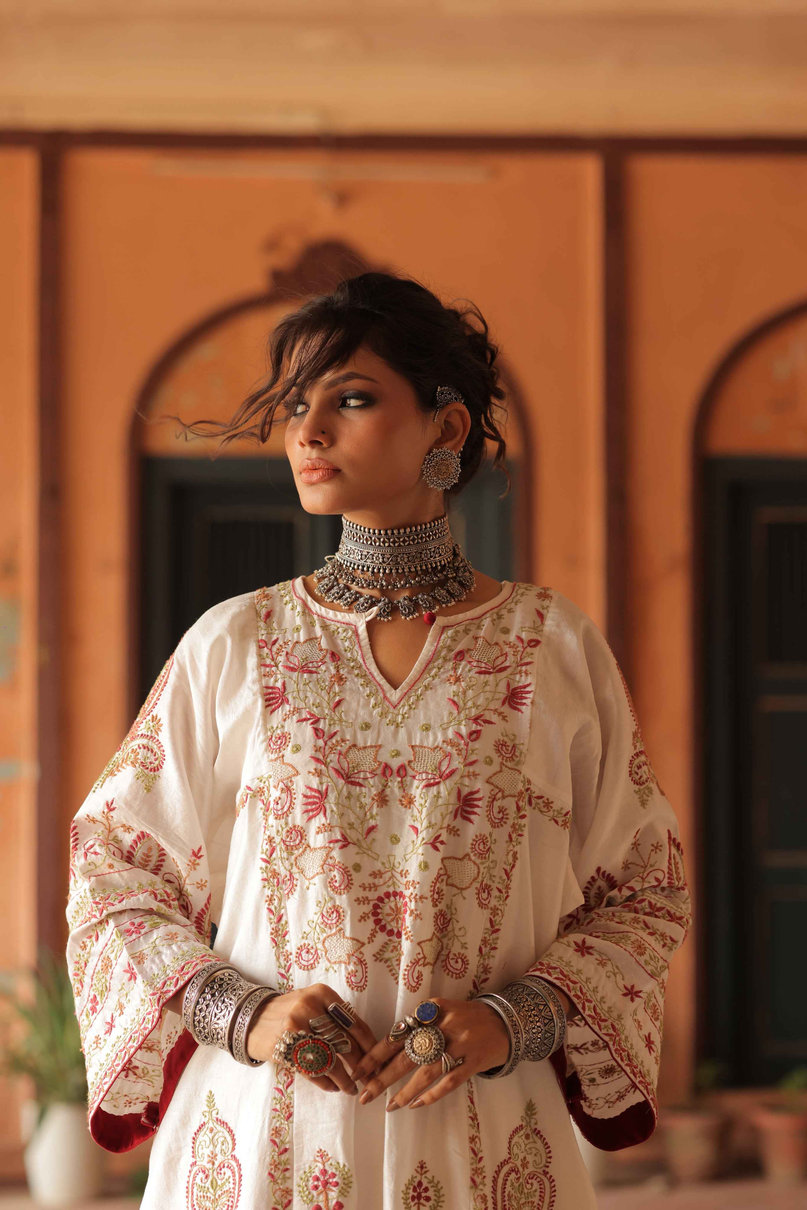 Pure Chanderi Silk Chikankari Co-ord Set