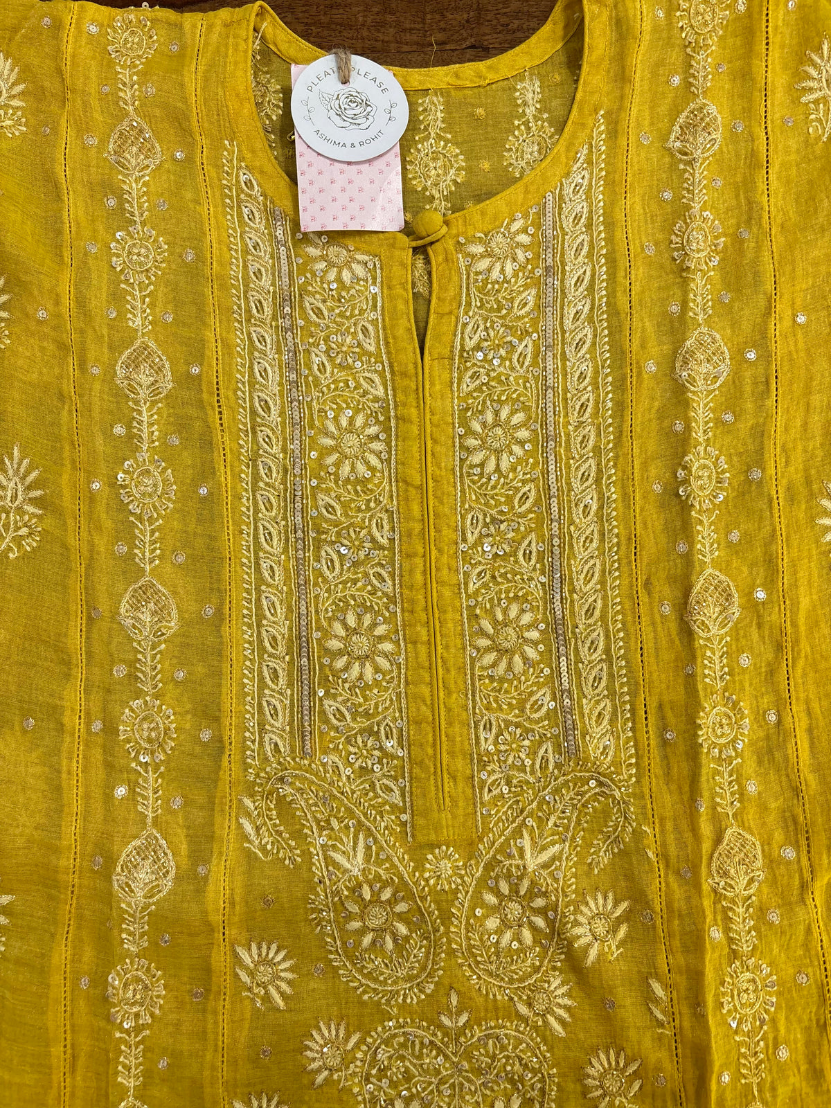 Mustard Yellow Pure & Premium Tissue Chikankari Kurta & Dupatta