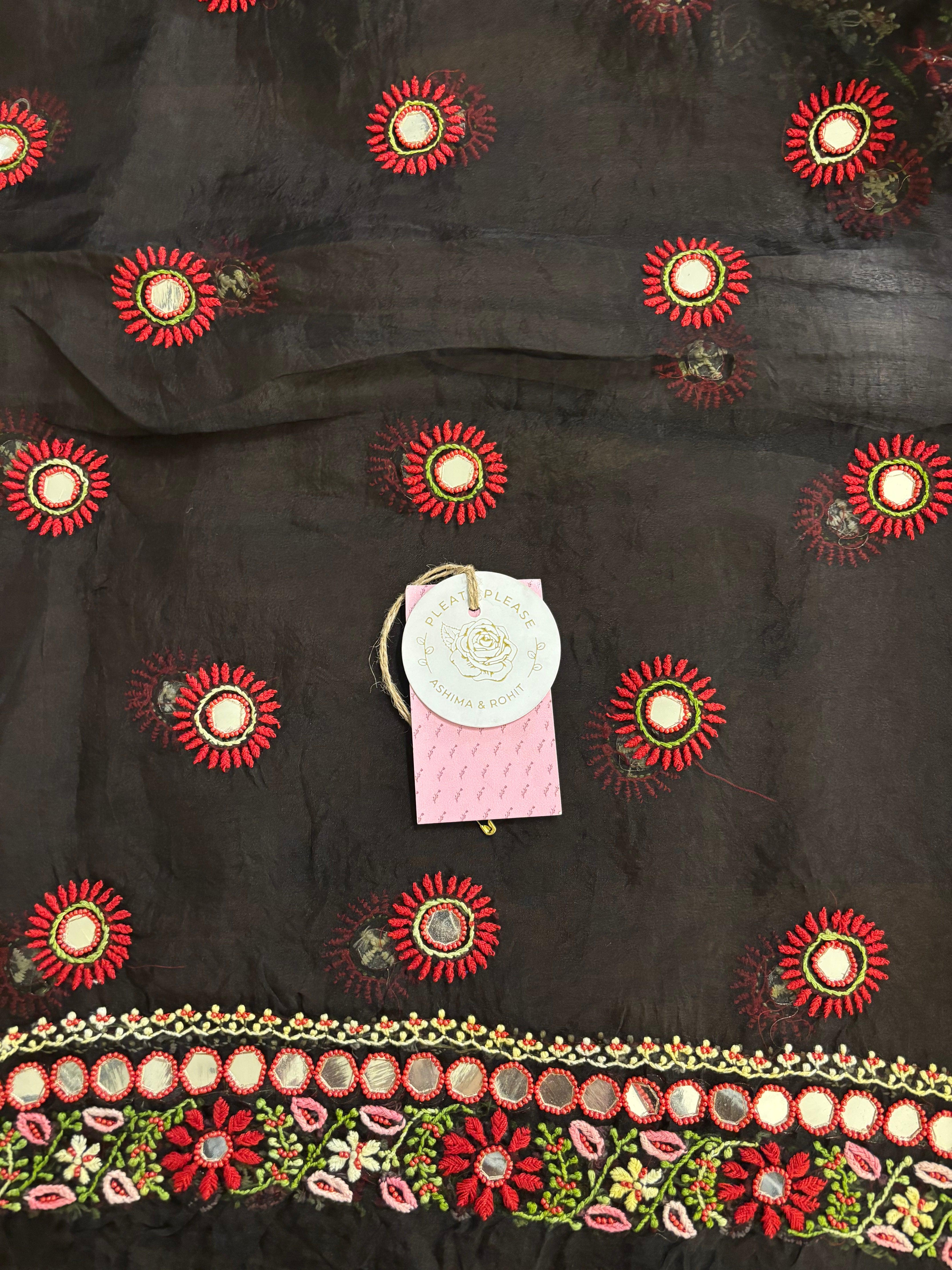 Black Organza Silk Chikankari Kurta & Dupatta