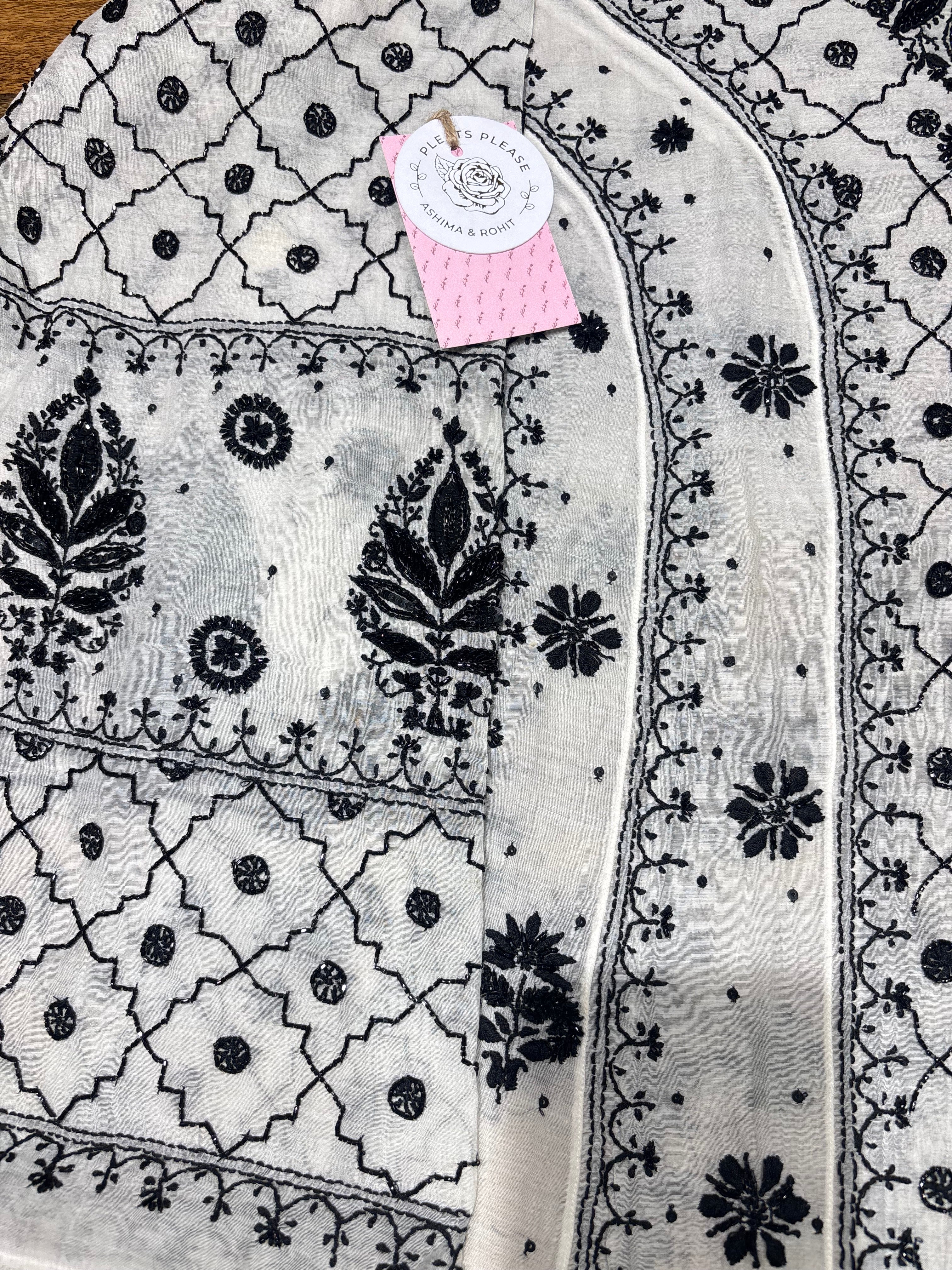 Dyeable Chanderi Mul Chikankari Anarkali & Dupatta Set