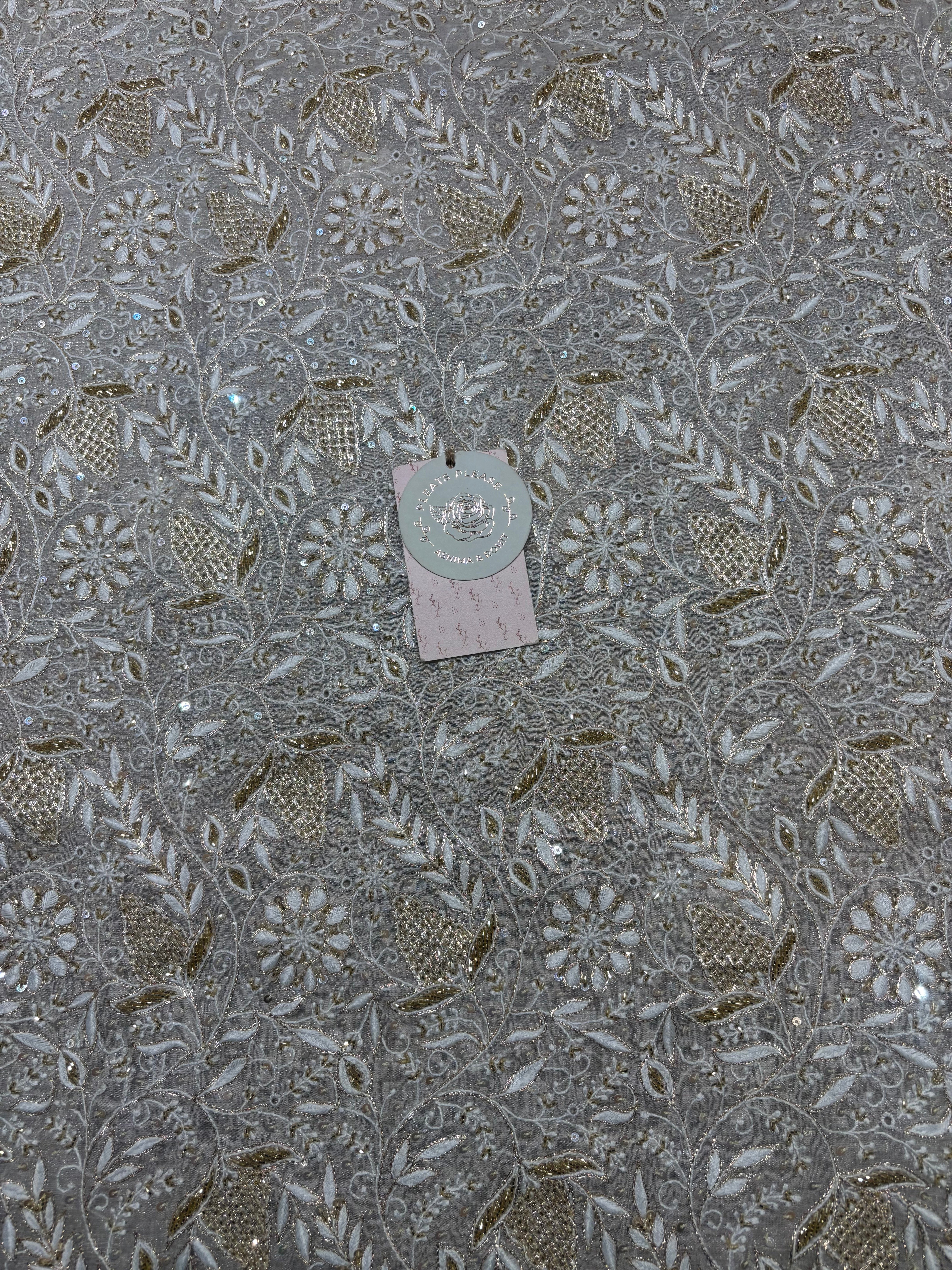 Dyeable Pure & Premium Silver Tissue Chikankari Kurta & Dupatta Set