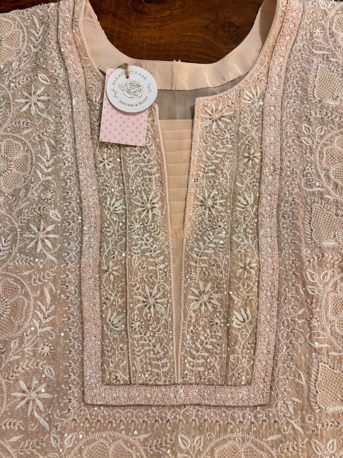 Pastel Peach Pure & Premium Georgette Chikankari Kurta & Dupatta