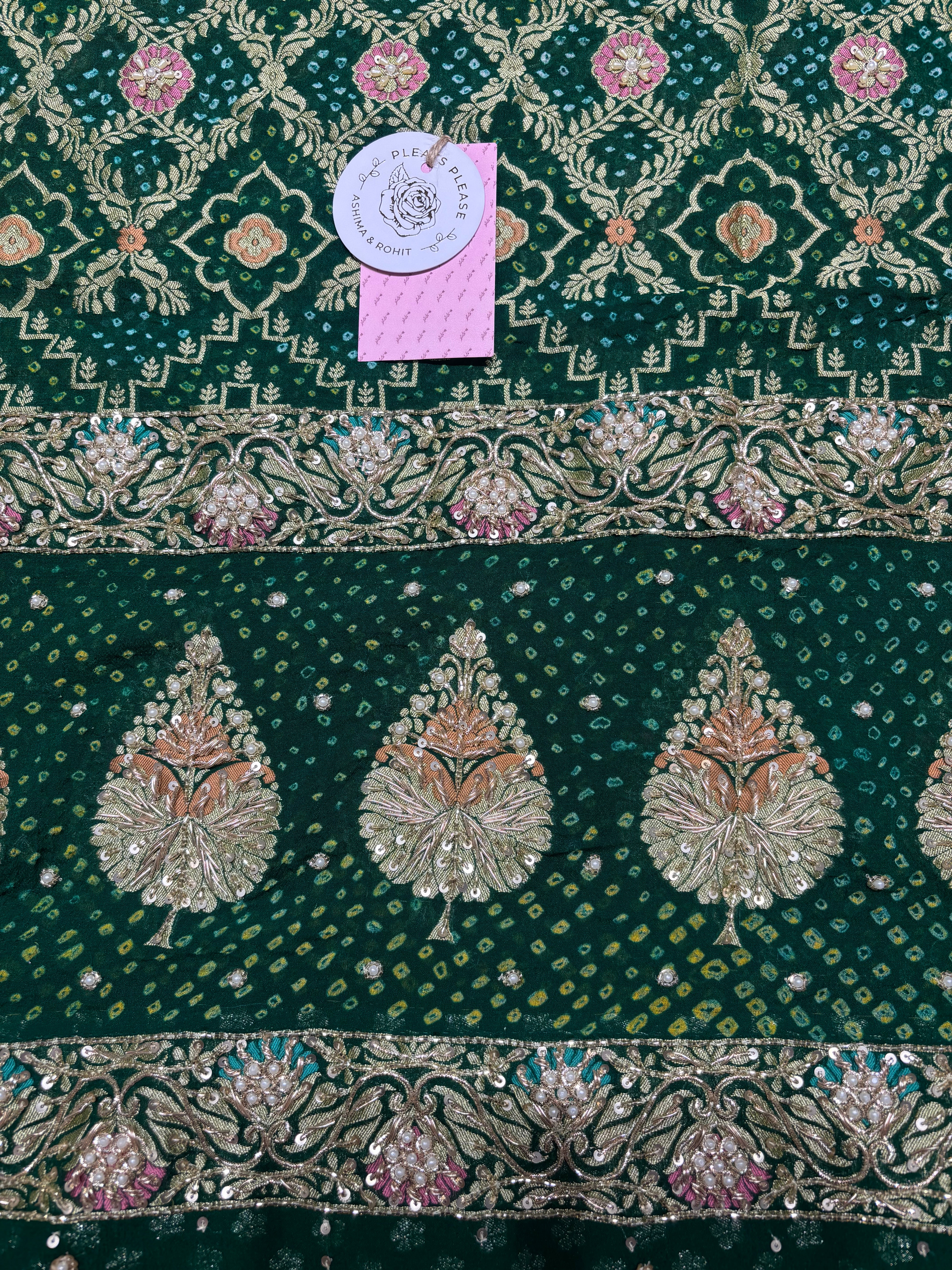 Green Pure & Premium Khaddi Georgette Bandhani Dupatta