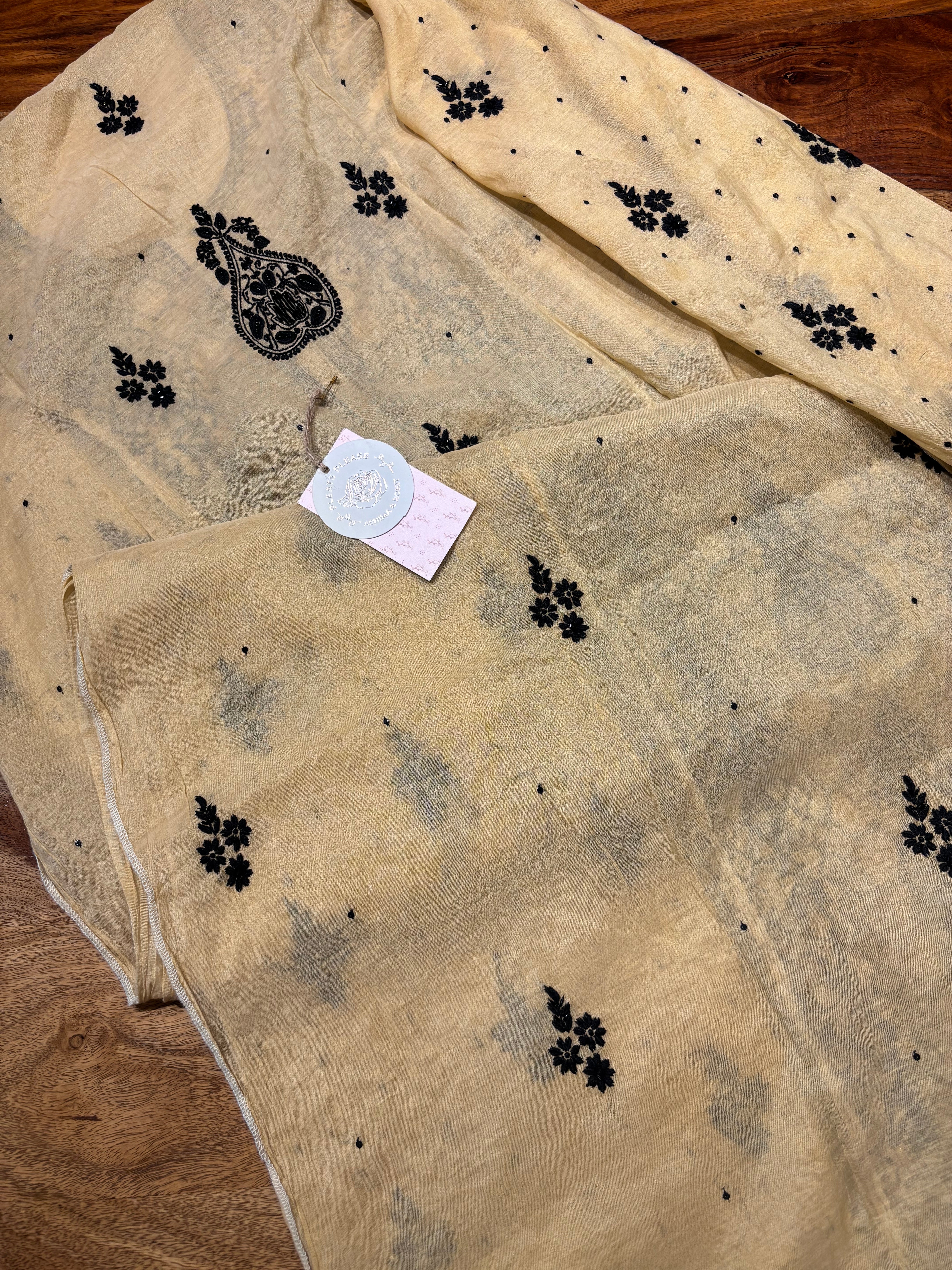Beige Chanderi Mul Chikankari Kurta and Dupatta set