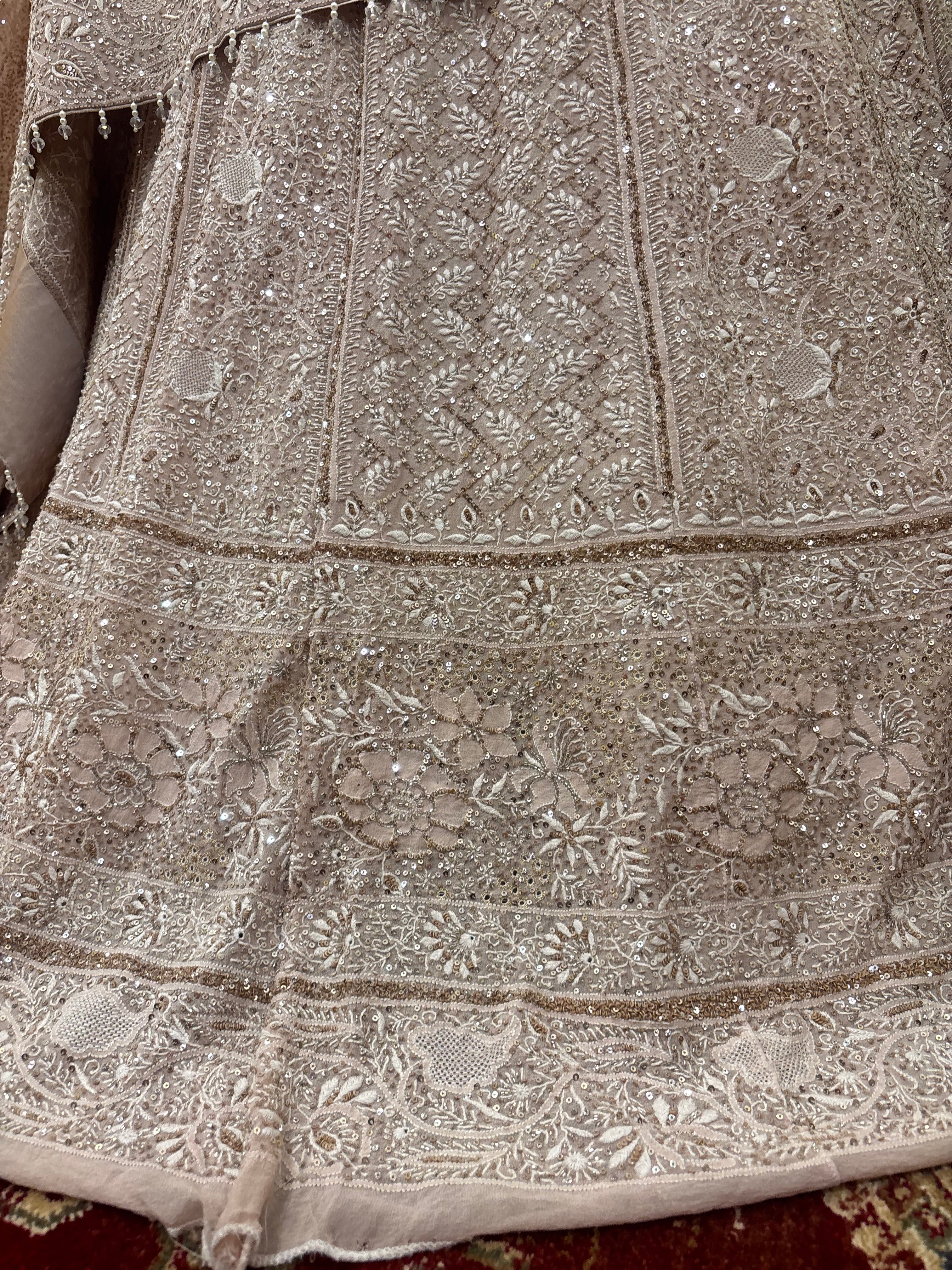 Rosy Brown Pure & Premium Georgette Chikankari Lehenga Set