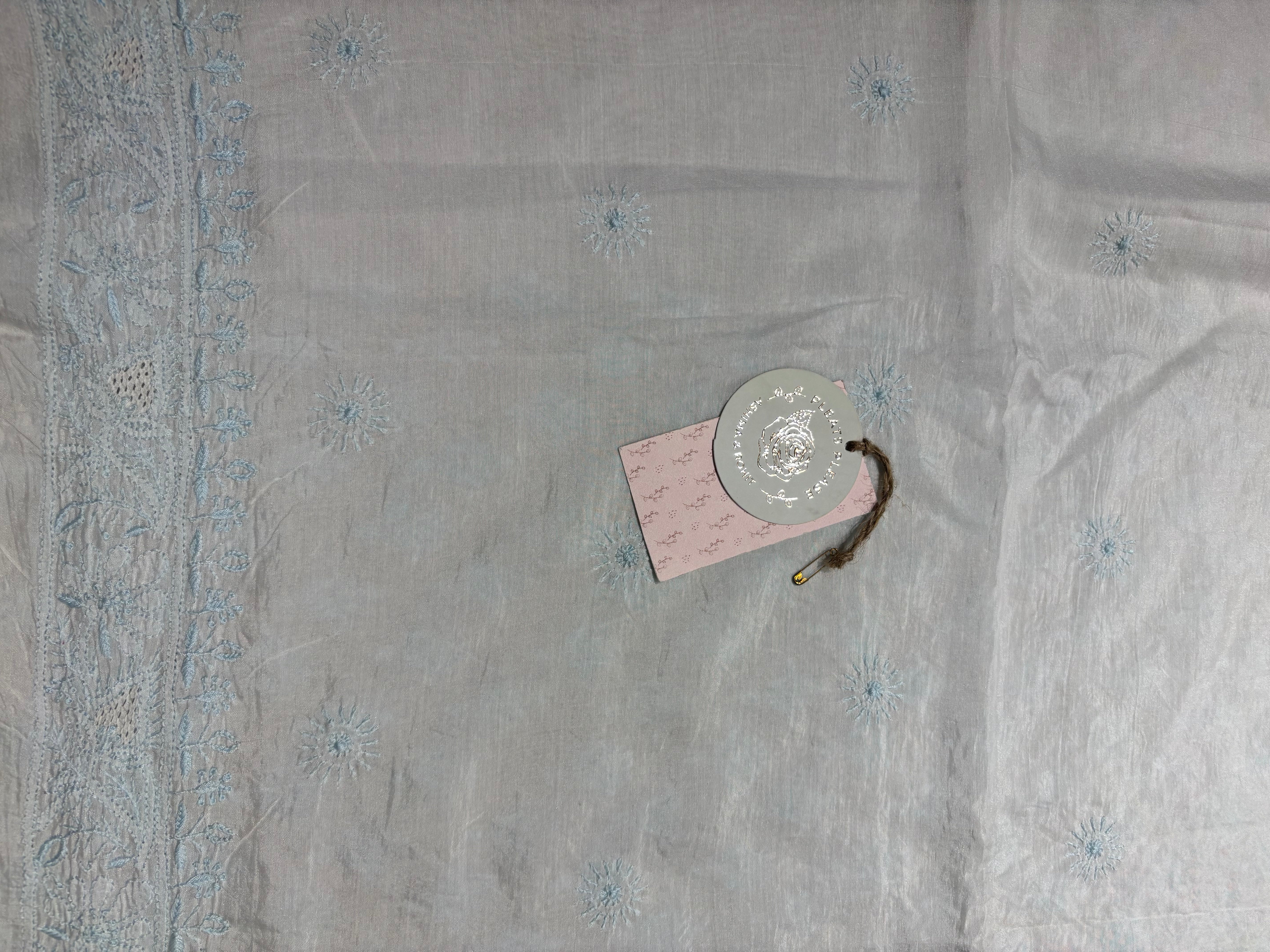 Dyeable Pure Muslin Silk Chikankari Men’s Kurta Fabric