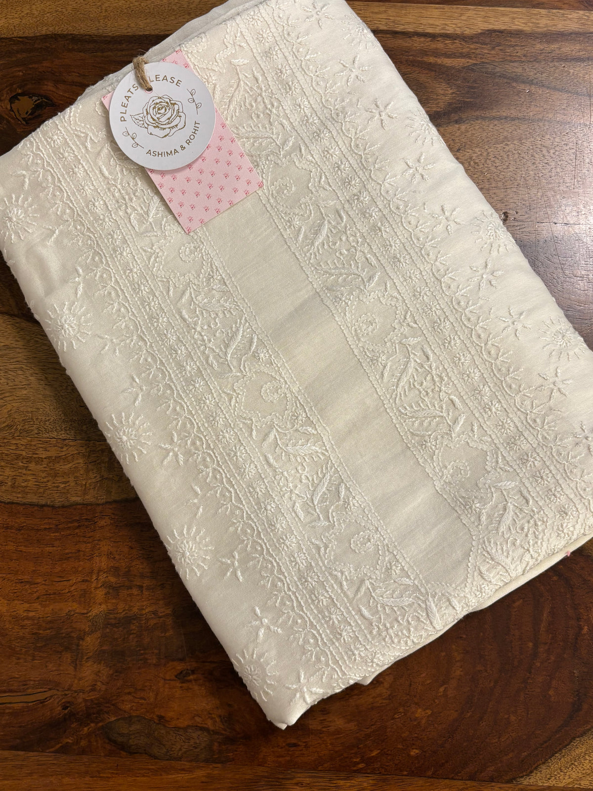 Dyeable Chanderi Silk Chikankari Floral Jaal Men’s Kurta