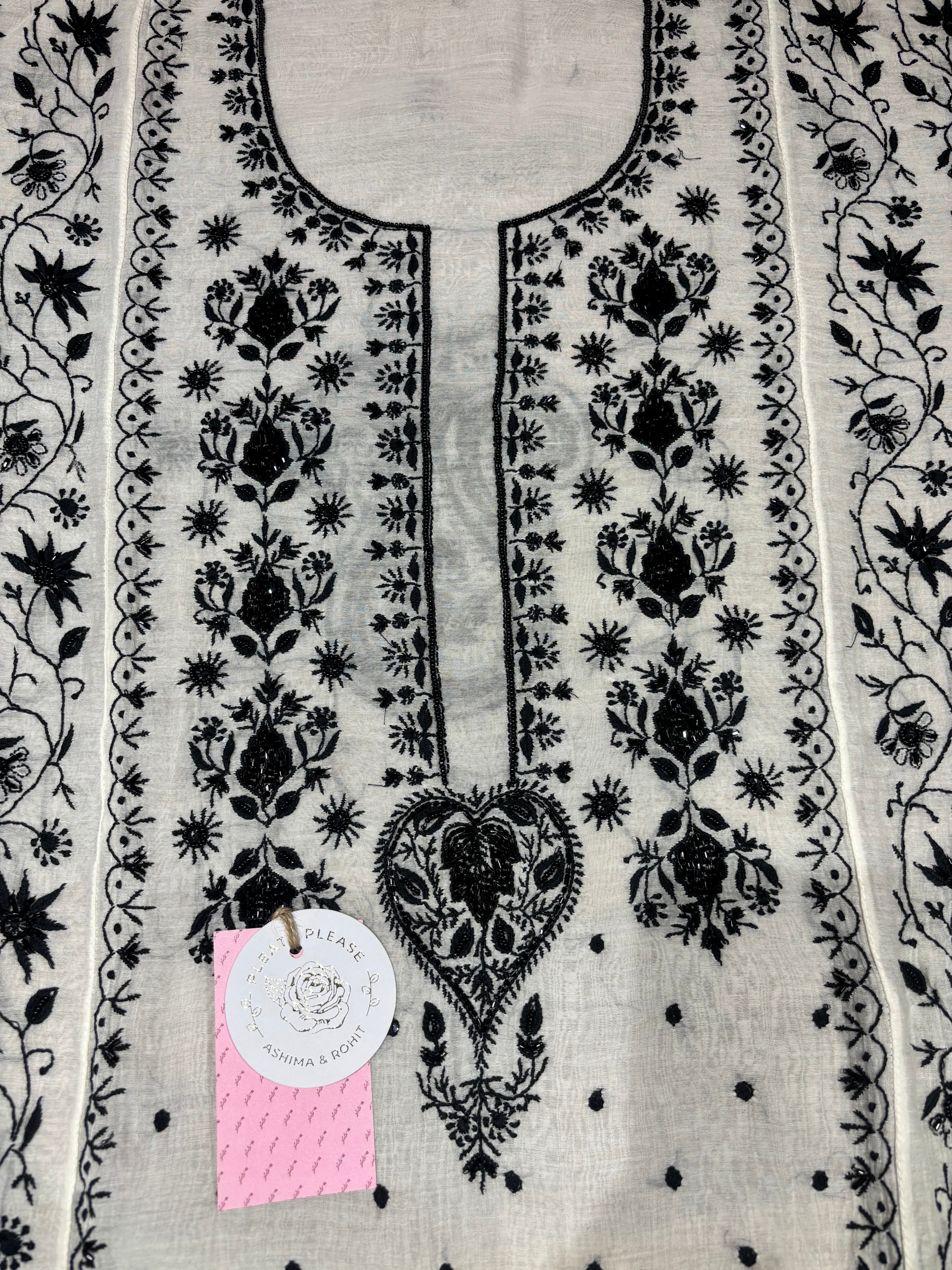 Dyeable Chanderi Mul Chikankari Kalidar Kurta and Dupatta Set