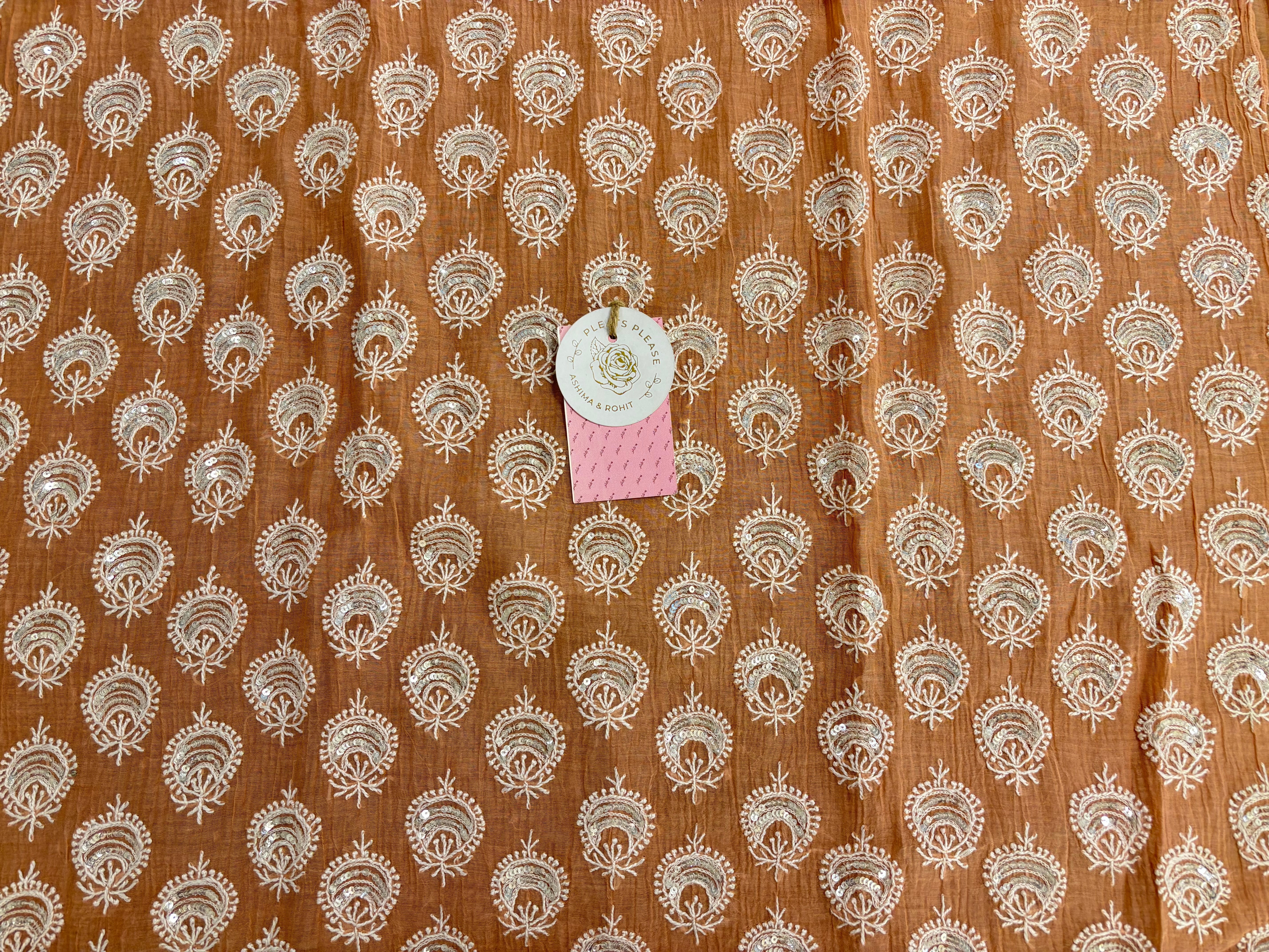 Peach Ombré Chanderi Chikankari Kurta & Dupatta