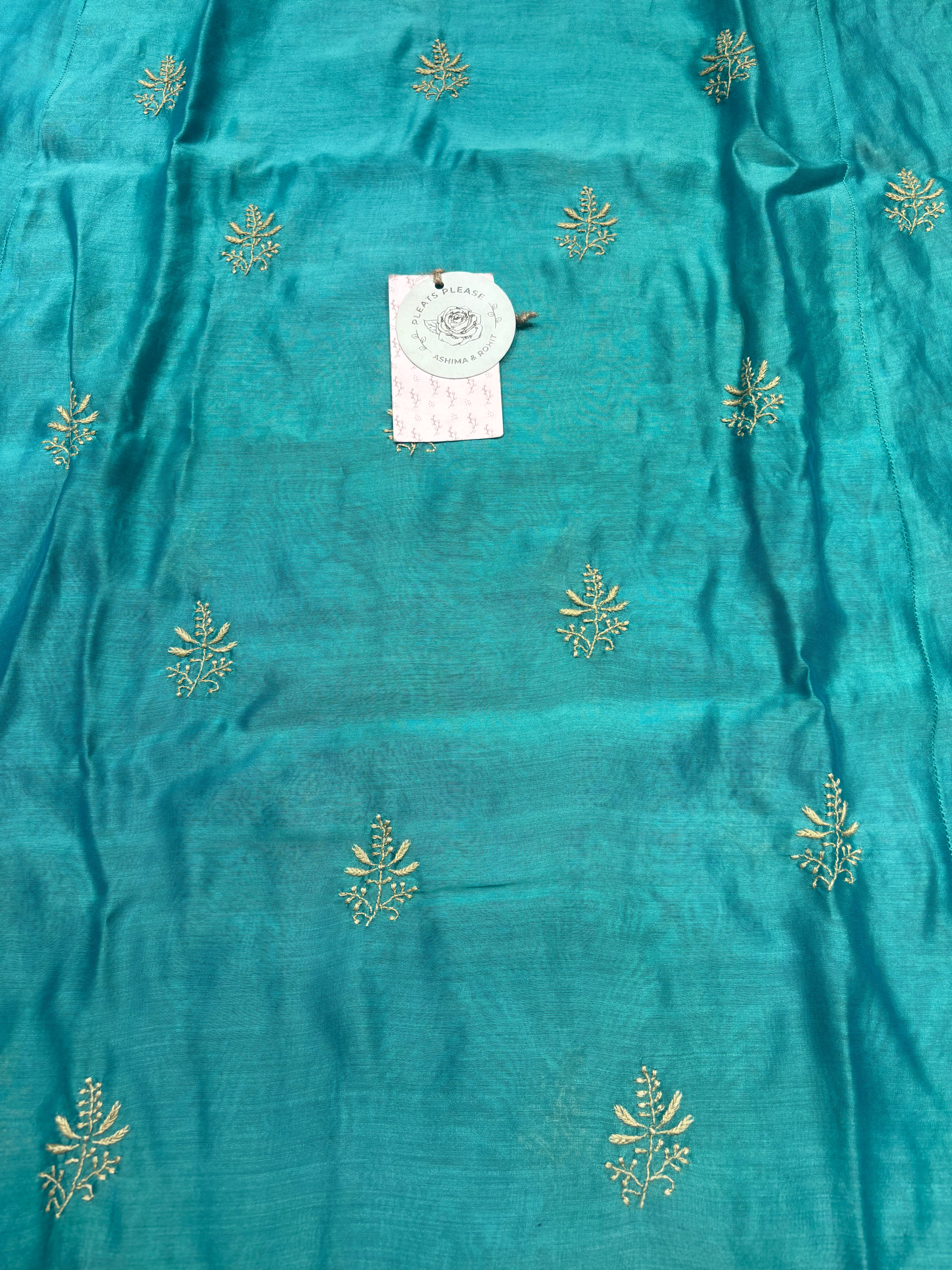 Emerald Green Chanderi Silk Chikankari Kurta Choga