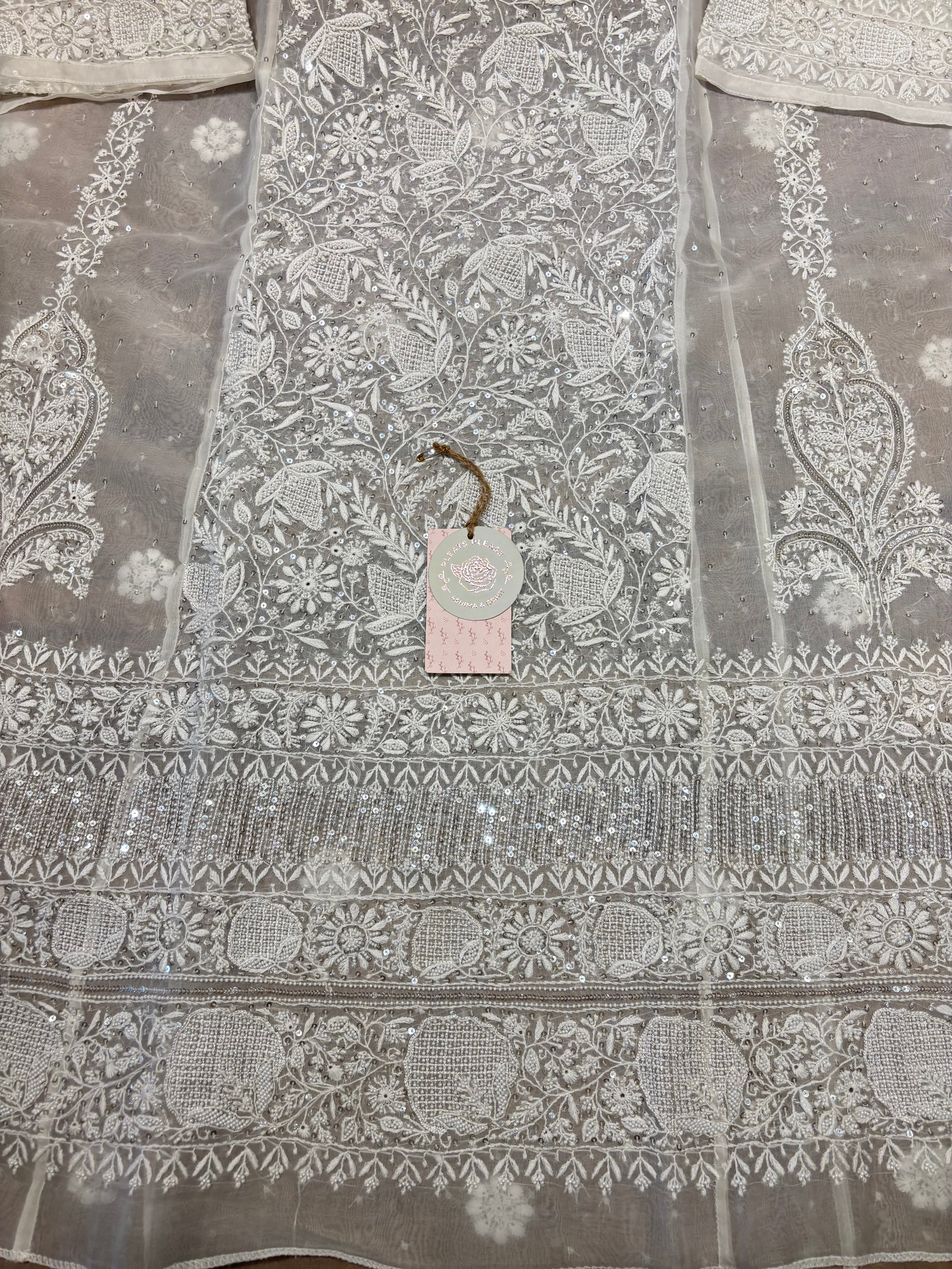 Dyeable Pure and Premium Organza Aline Kurta and Dupatta set