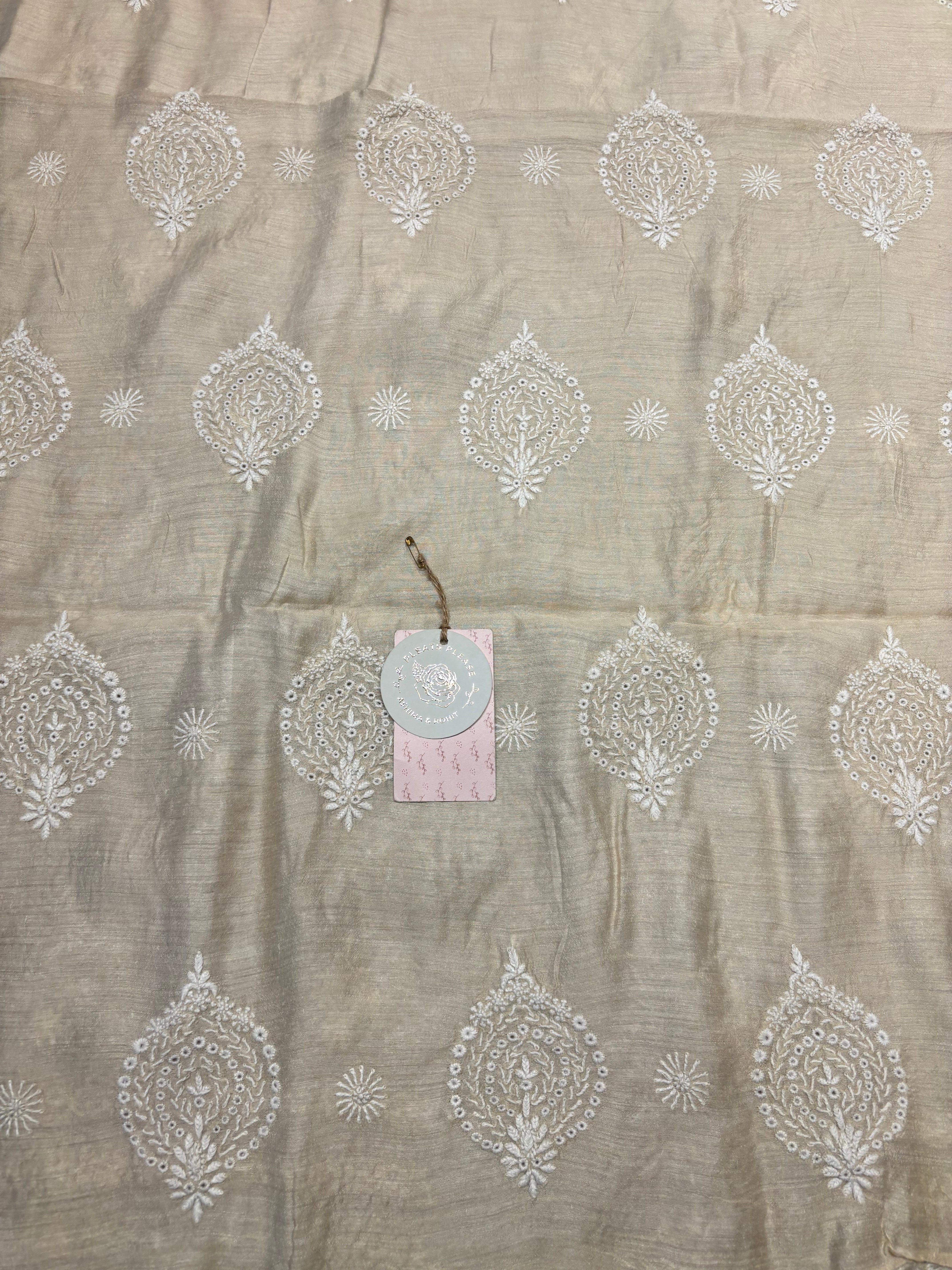 Natural Silk Chikankari Kurta and Dupatta Fabric