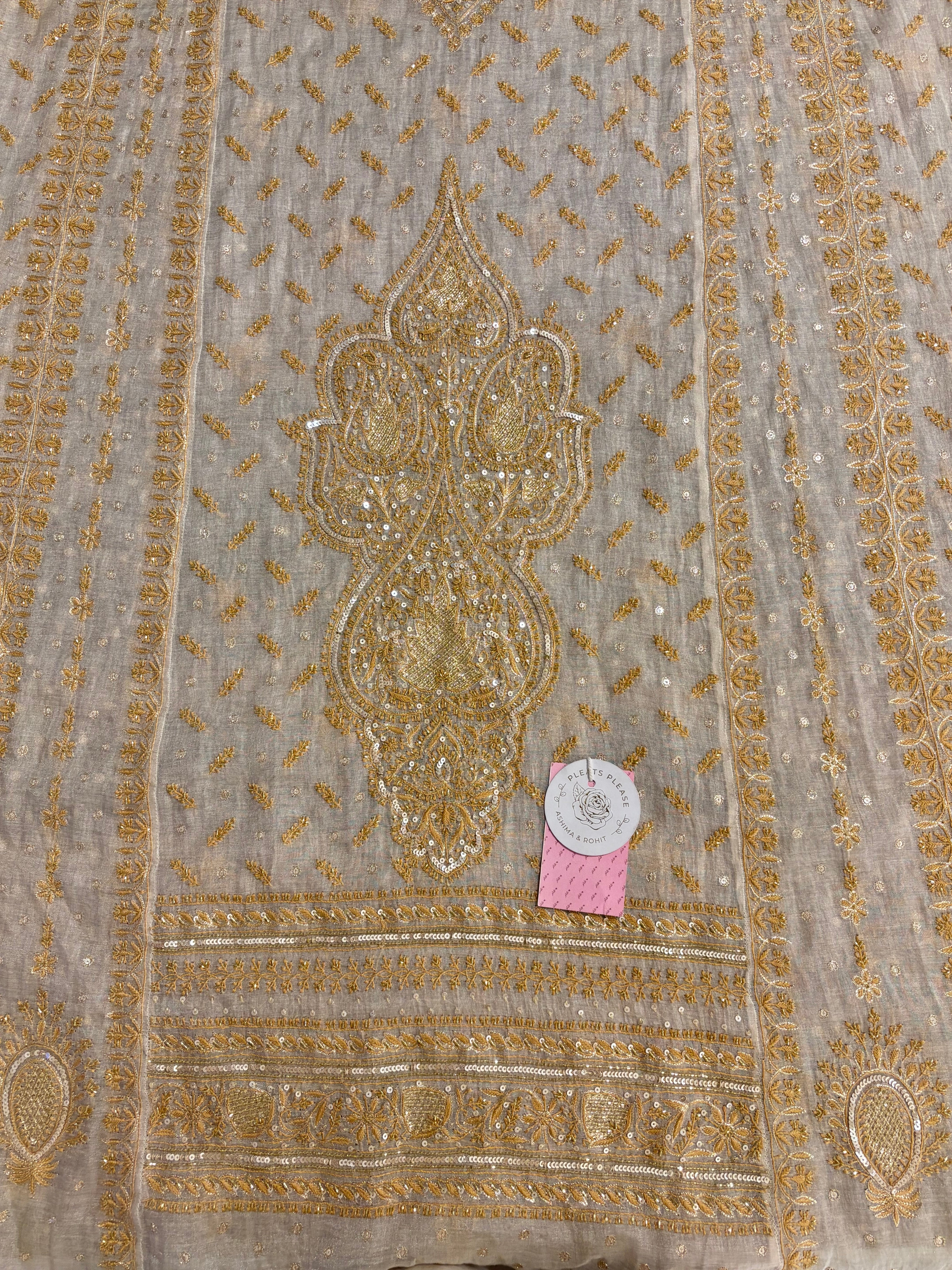 Dyeable Pure & Premium Silver Tissue Chikankari Kurta & Dupatta - Pleats PleaseChikankari