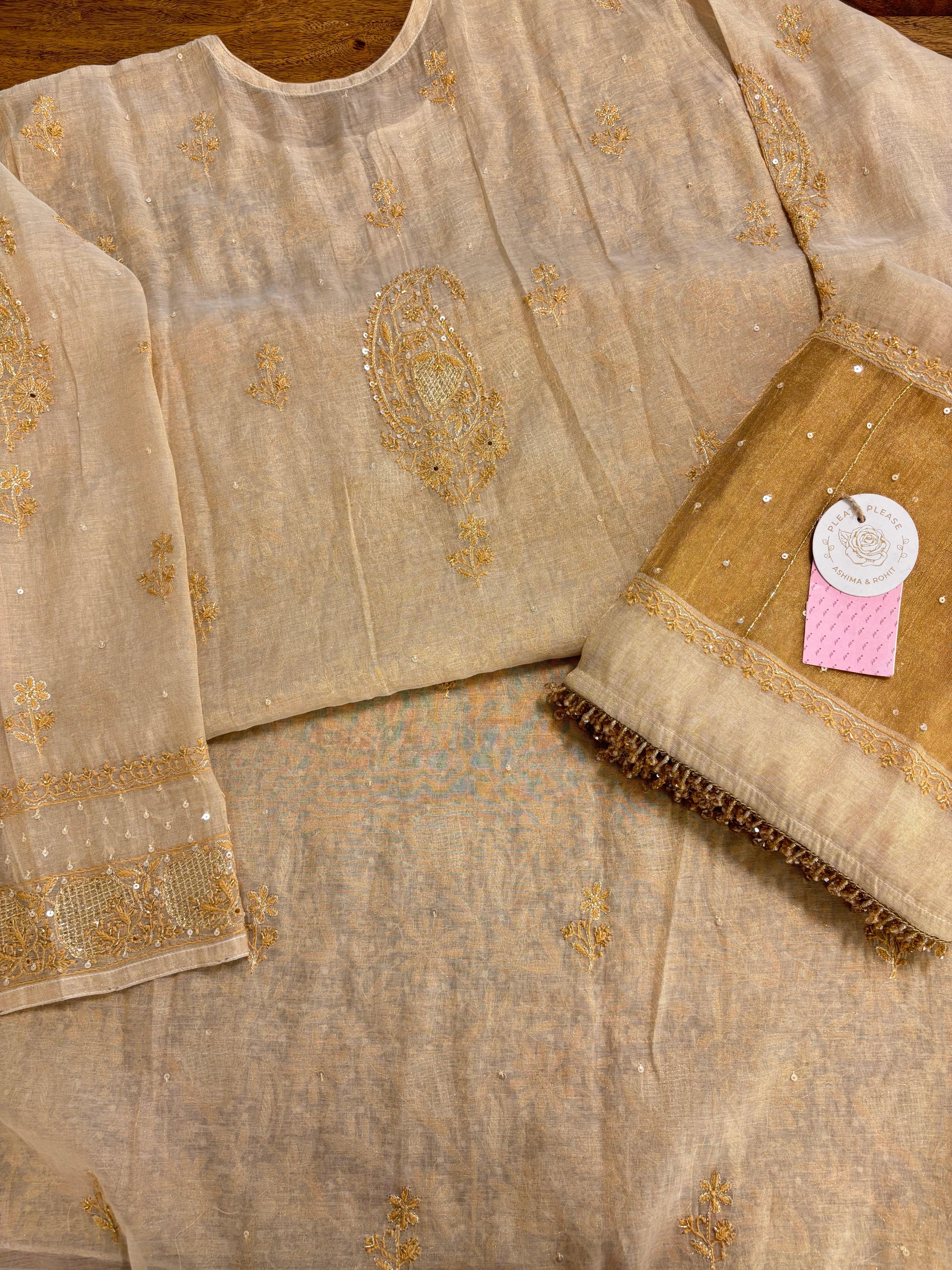 Dyeable Pure & Premium Tissue Chikankari Kurta & Dupatta