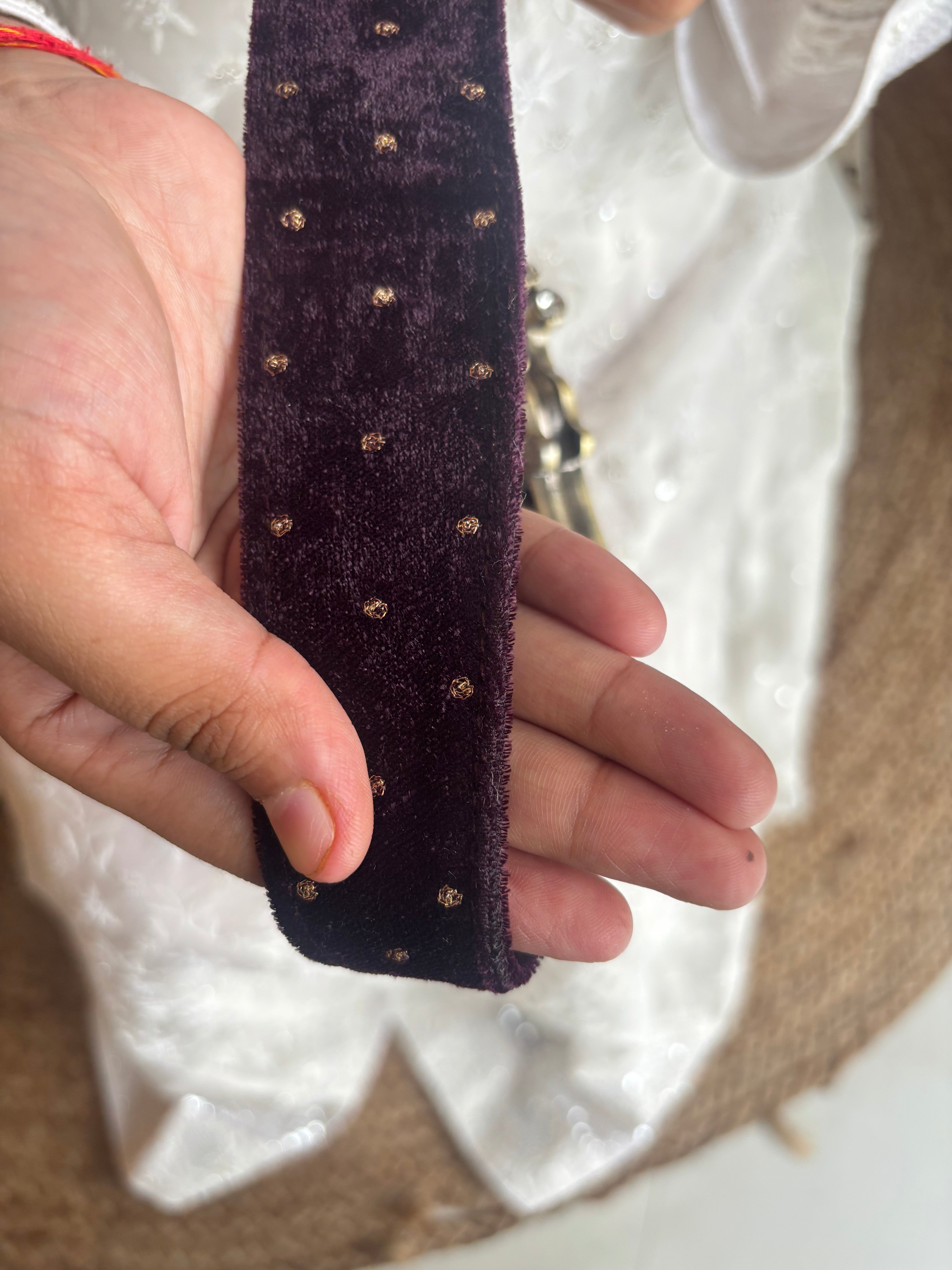 Windsor Wine Velvet Mukaish Clutch