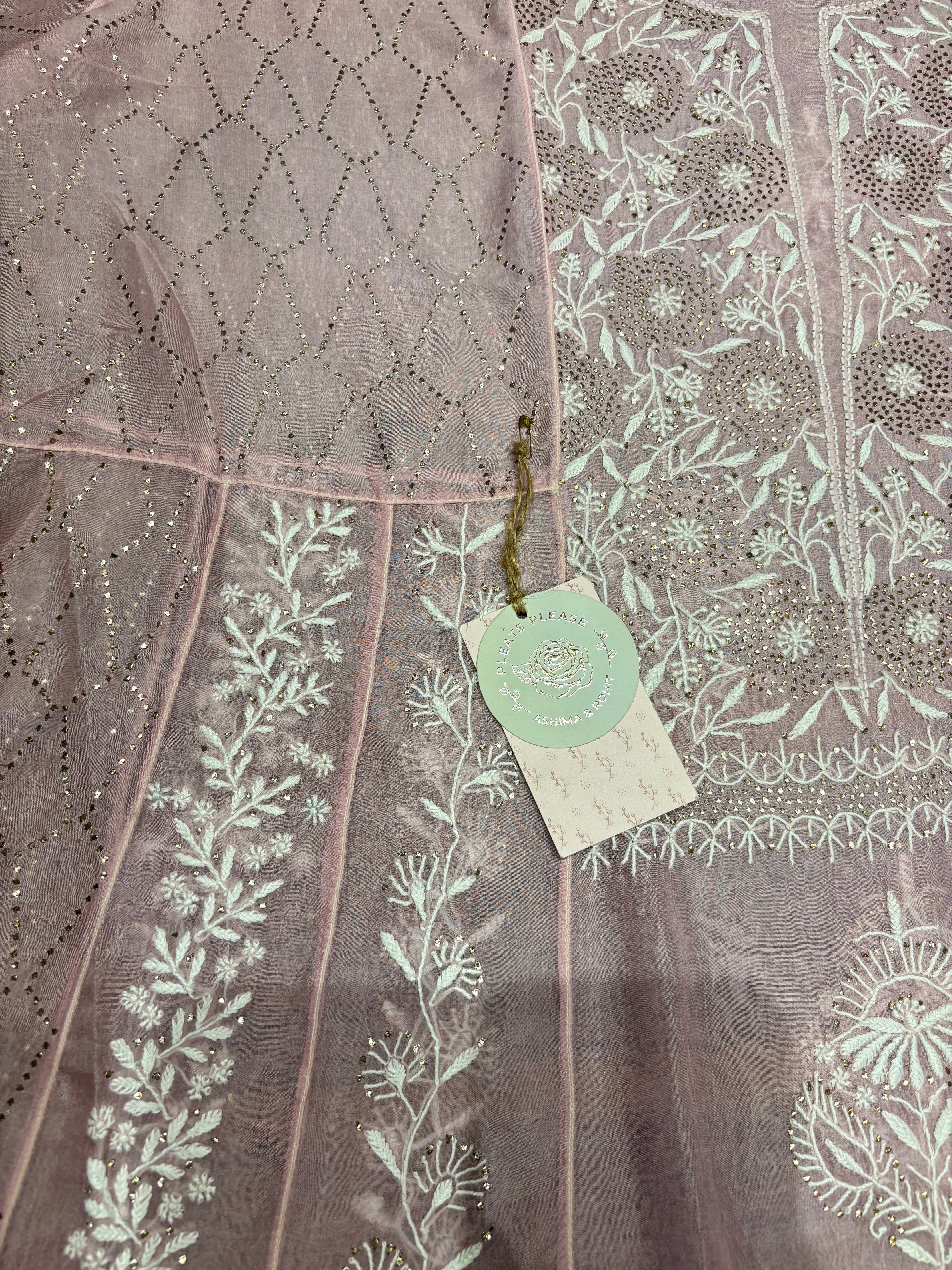 Lilac Organza Chikankari Anarkali and Dupatta