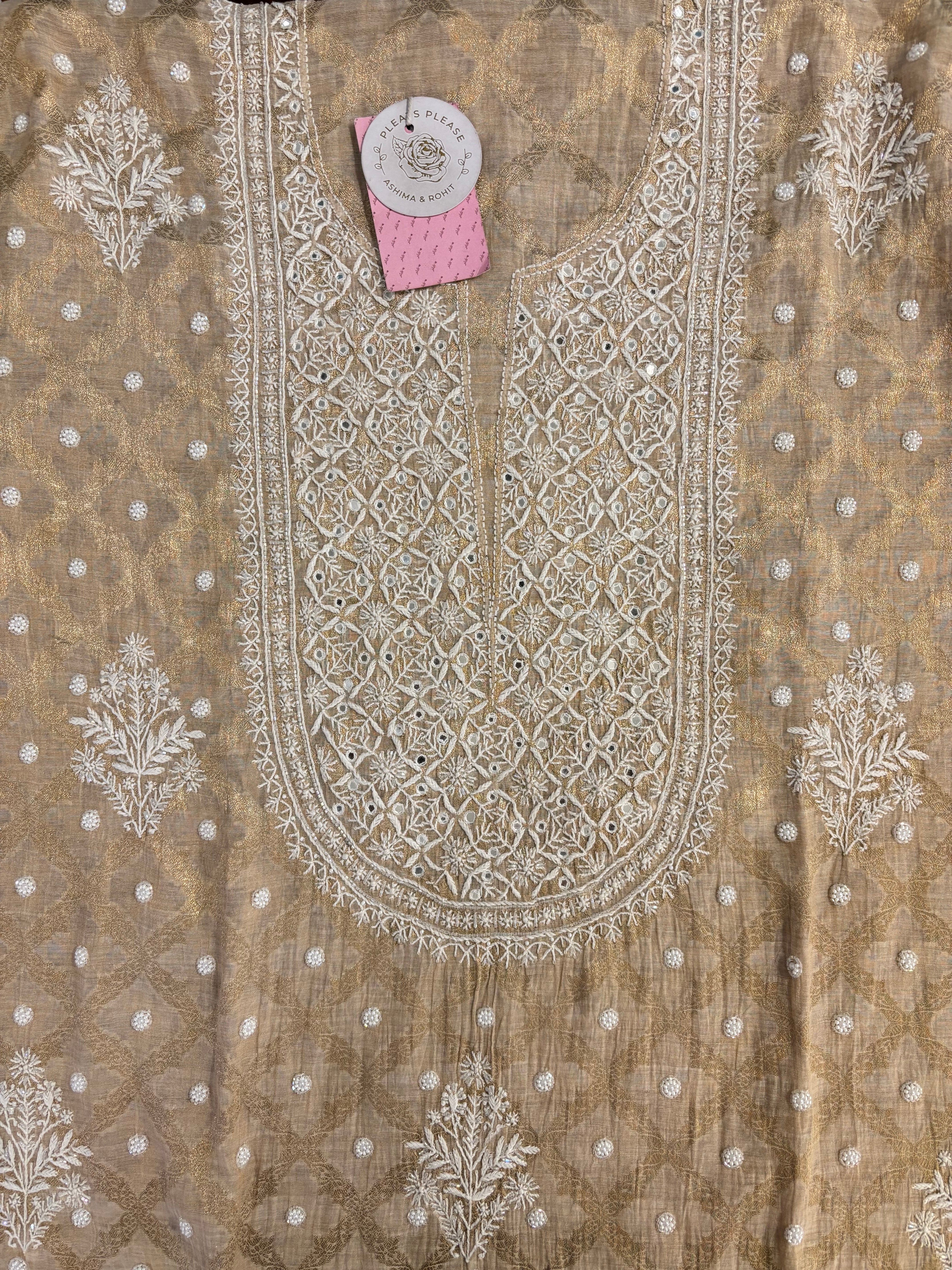 Dyeable Pure Tissue Chikankari Kurta & Dupatta