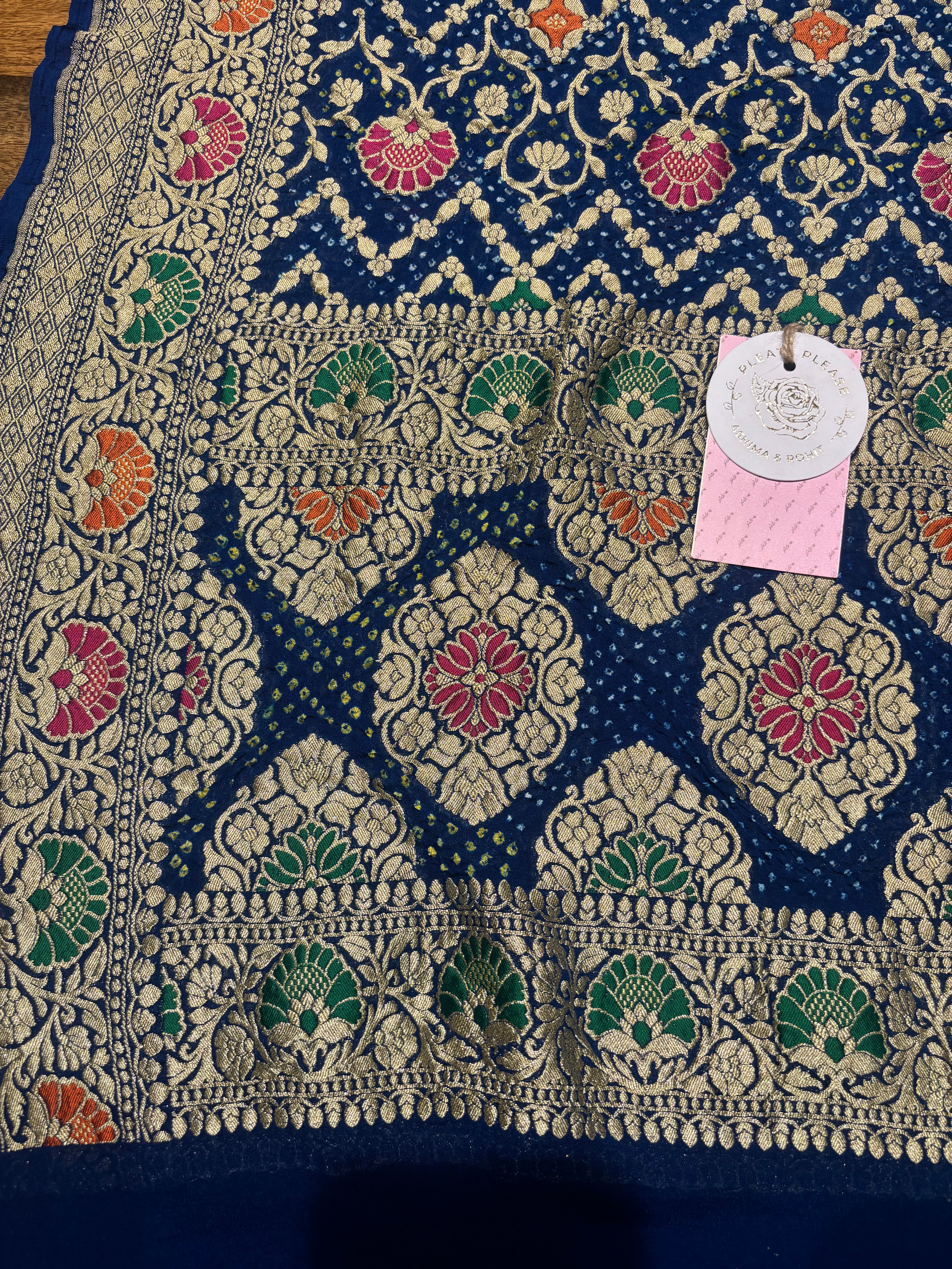 Blue Pure & Premium Khaddi Georgette Bandhej Dupatta