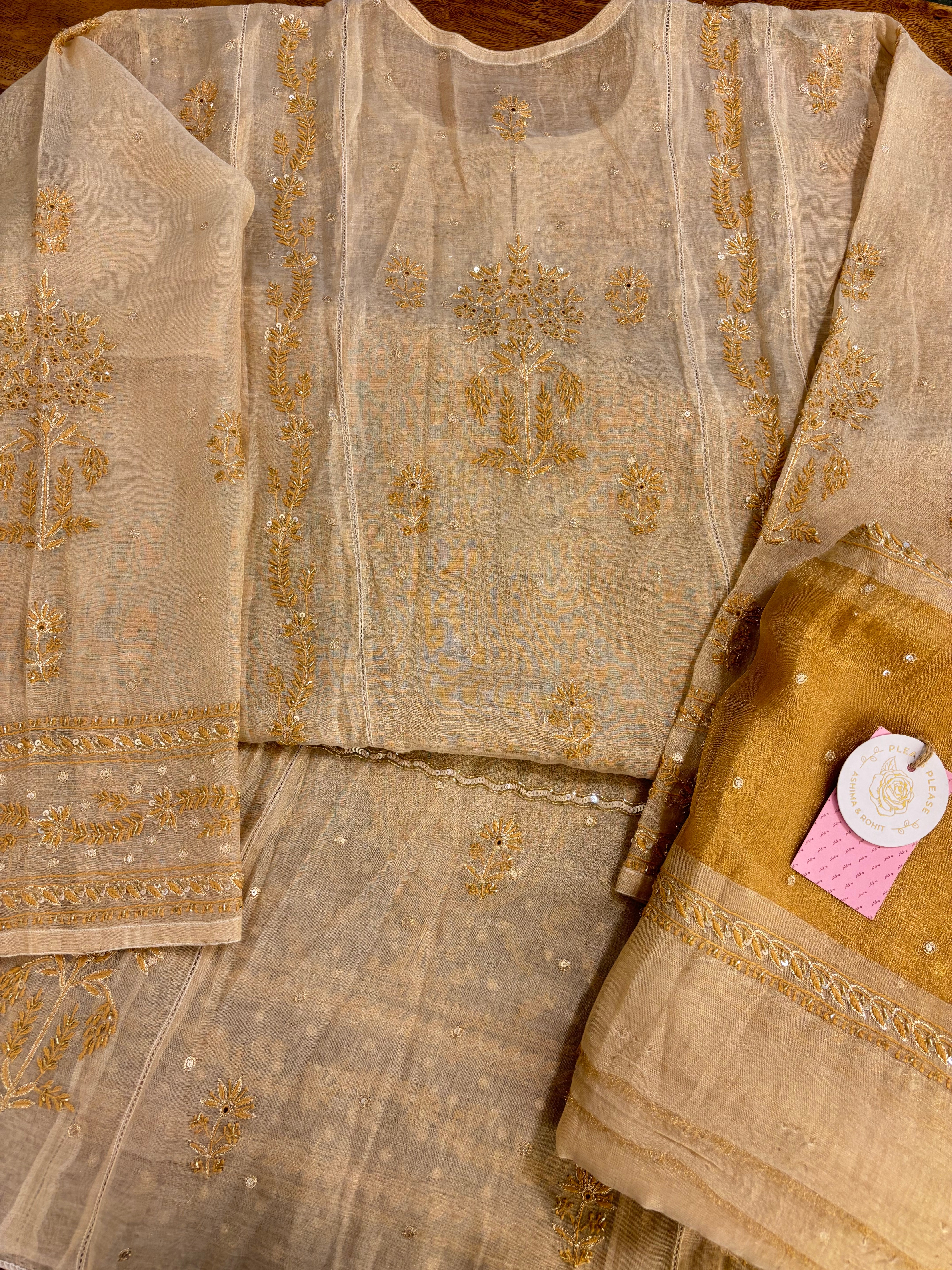 Dyeable Pure & Premium Tissue Chikankari Kurta & Dupatta