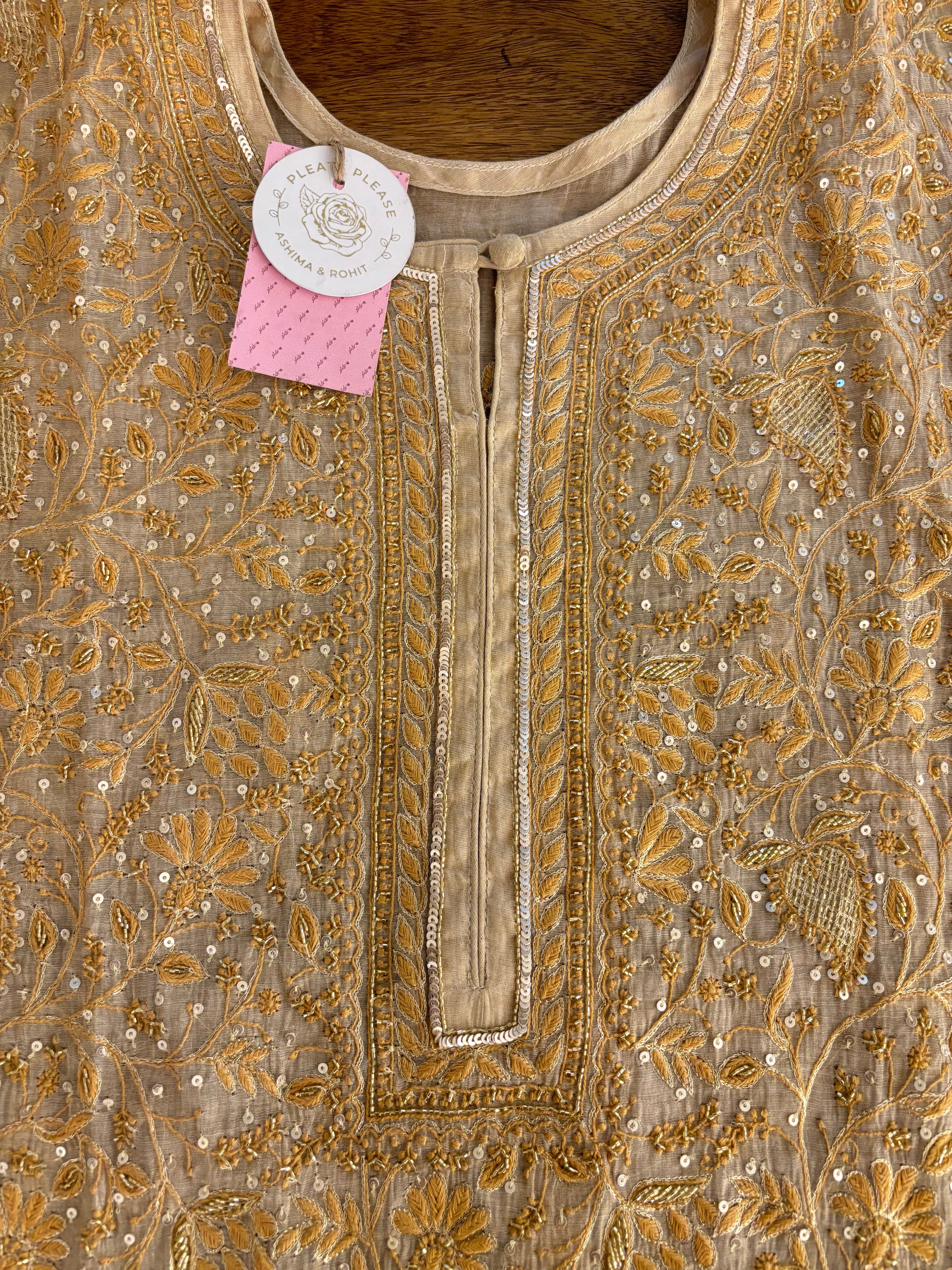 Dyeable Pure & Premium Tissue Heavy Jaal Chikankari Kurta & Dupatta