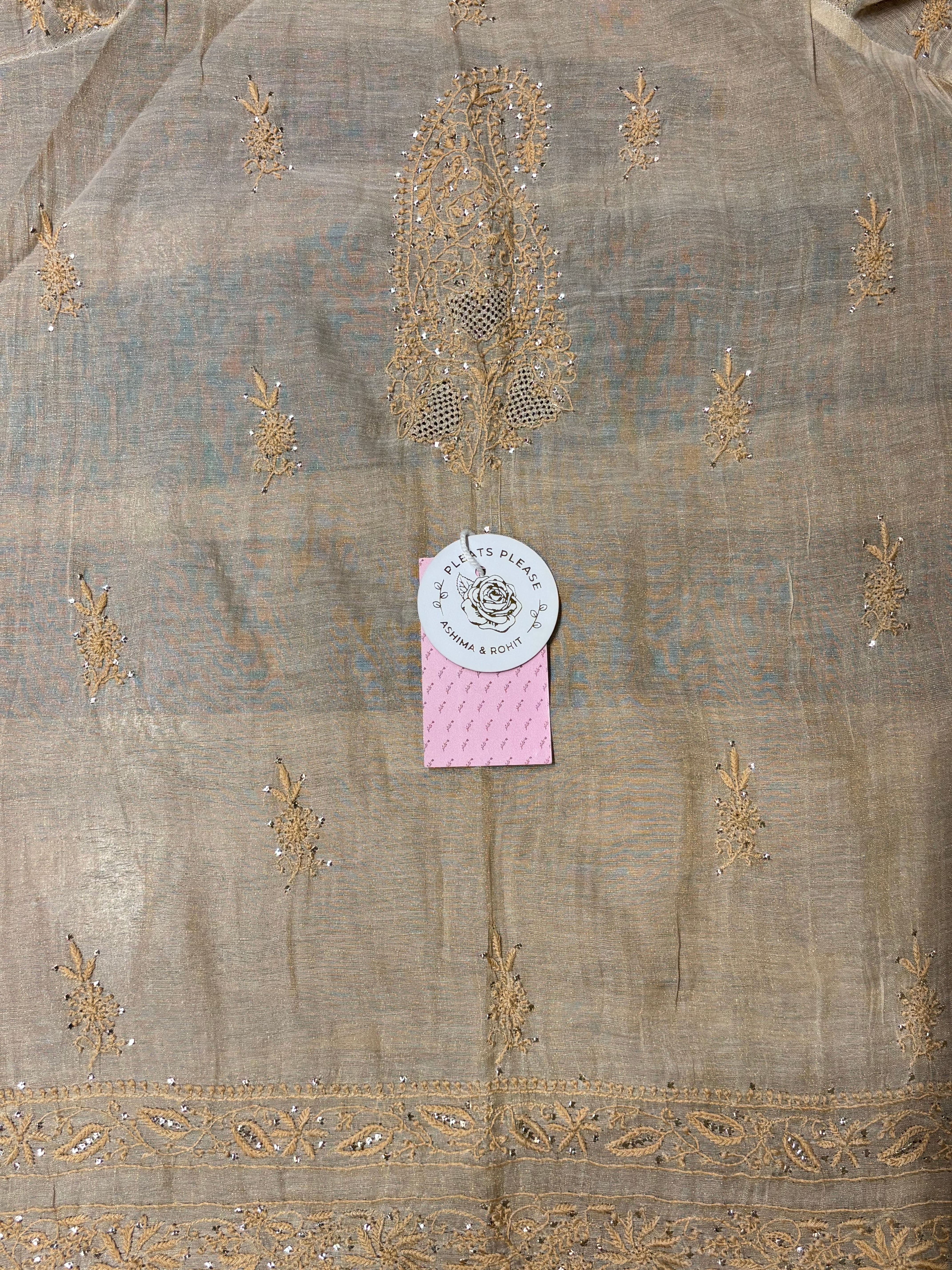 Dyeable Pure Tissue Chikankari A-Line Anarkali & Dupatta