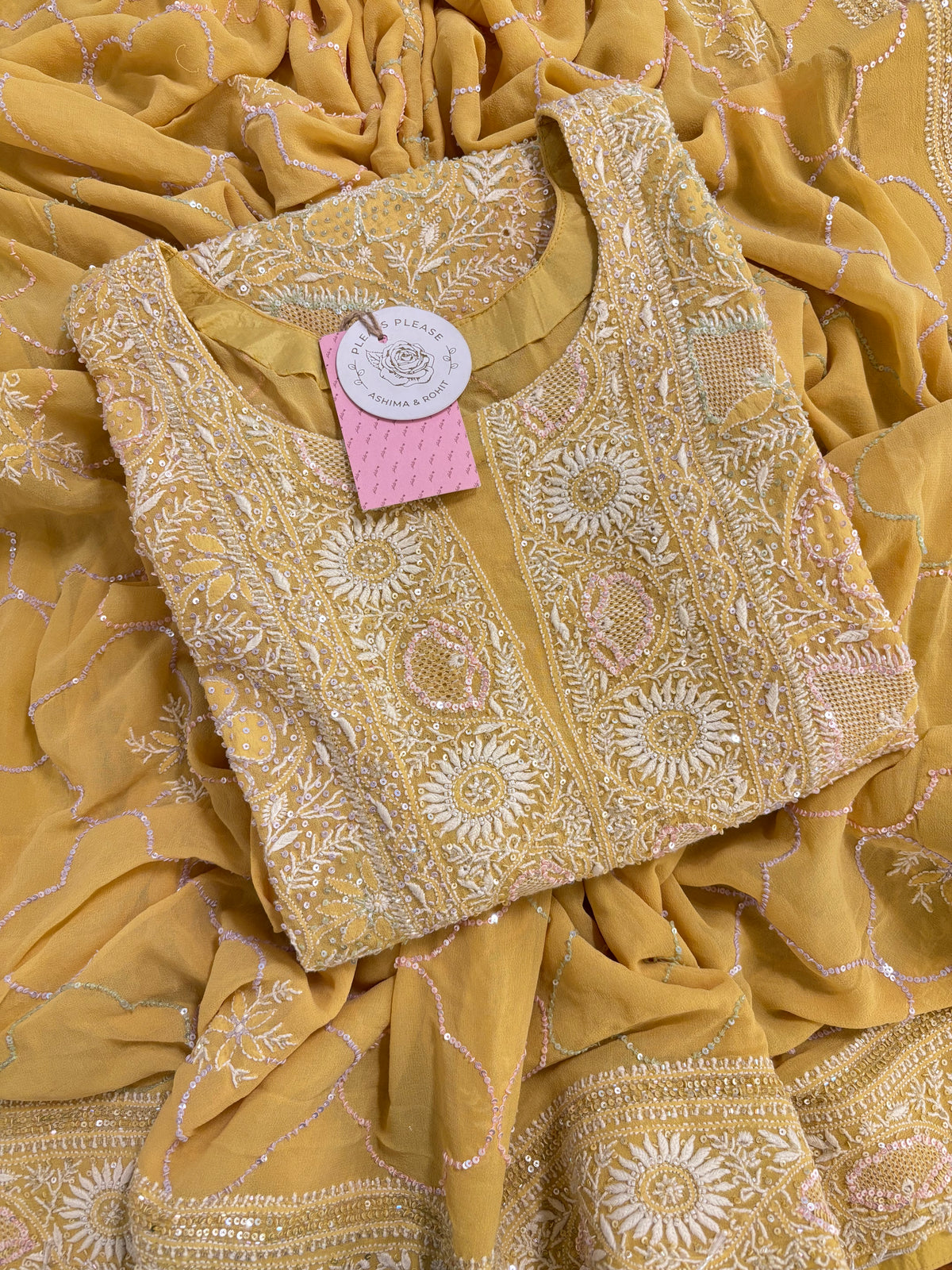 Mustard Yellow Pure & Premium Georgette Chikankari Kurta & Dupatta