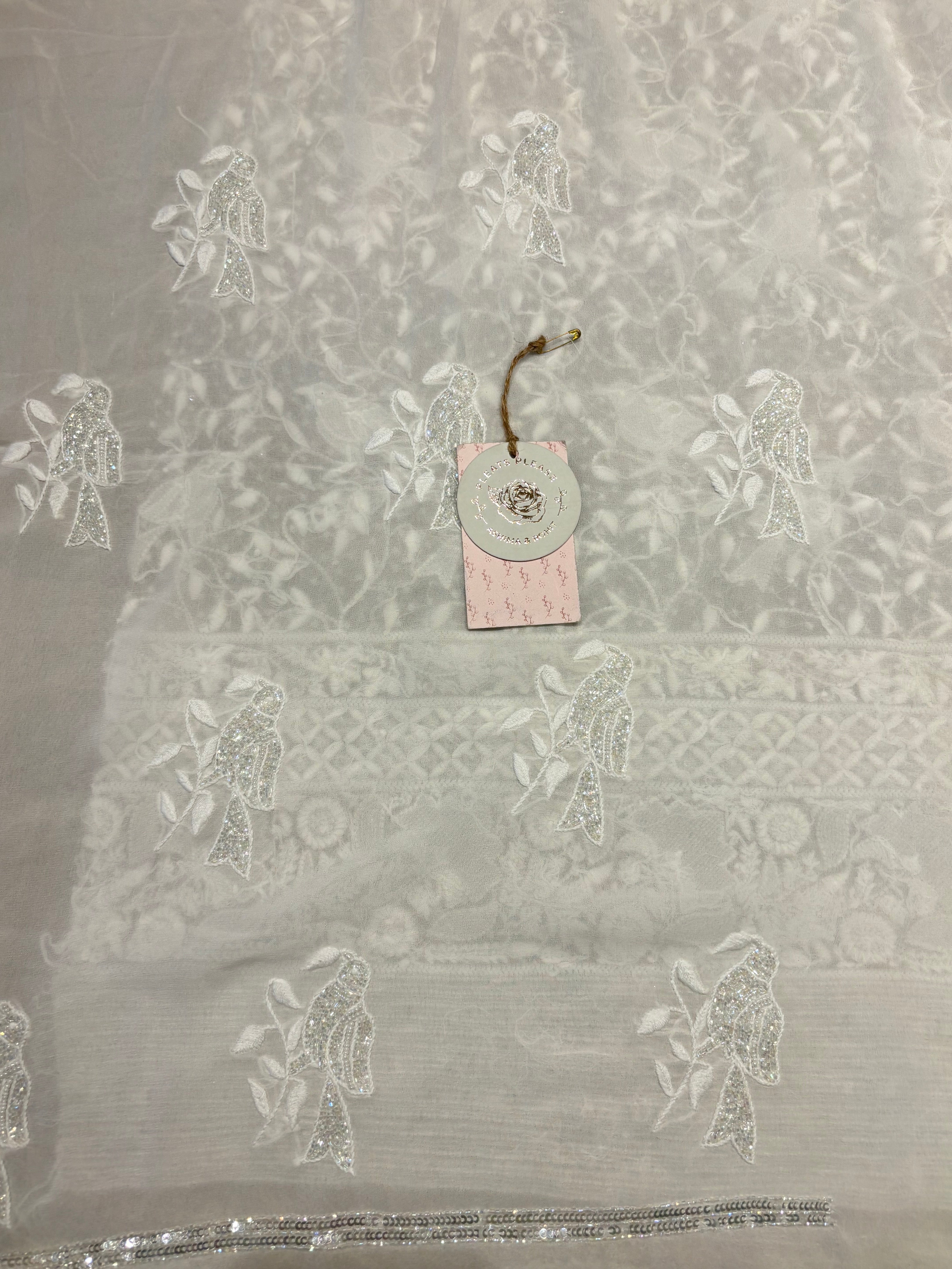 Dyeable Pure and Premium Georgette Chikankari Kurta and Dupatta Fabric