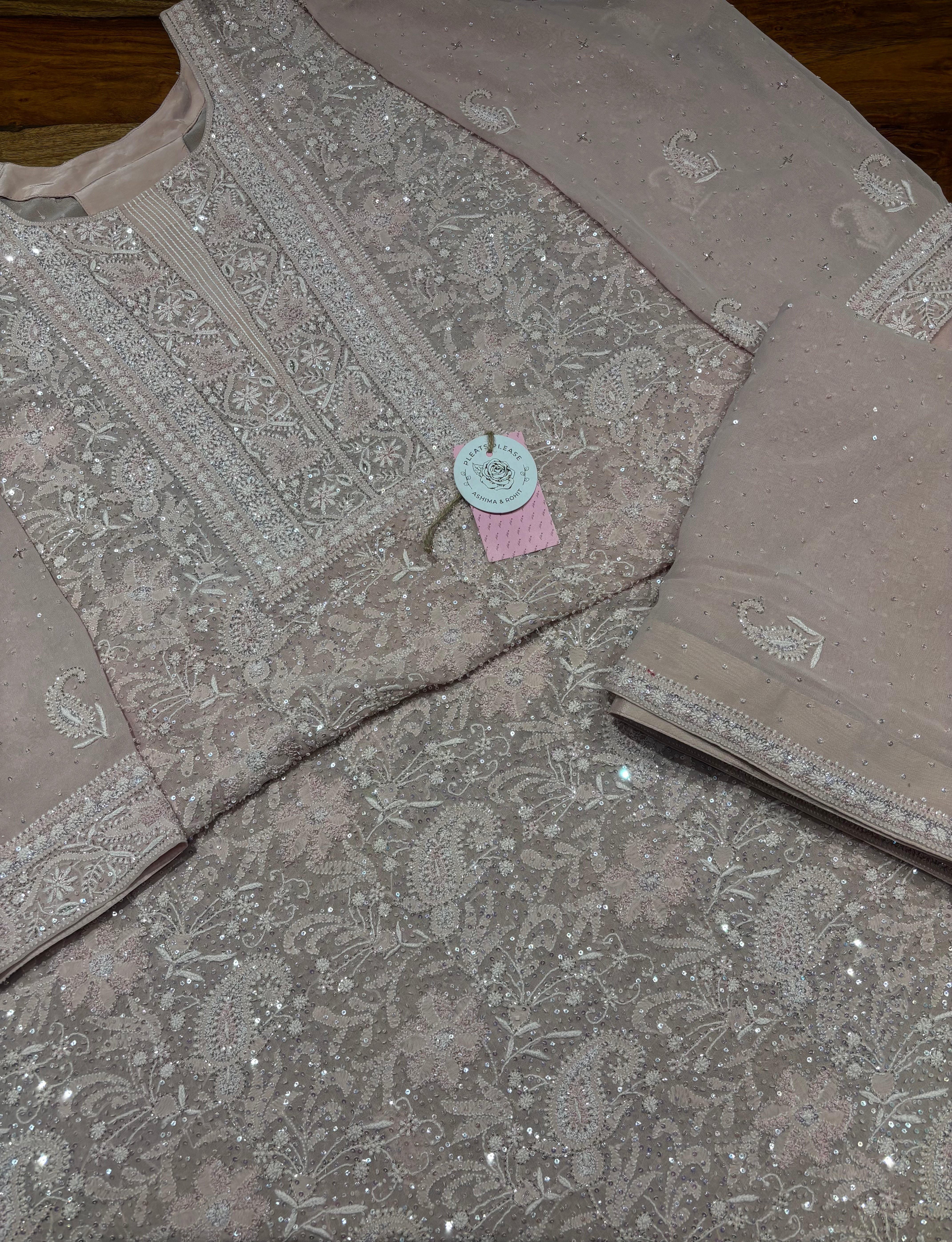 Dusty Pink Pure & Premium Georgette Chikankari Kurta & Dupatta Set
