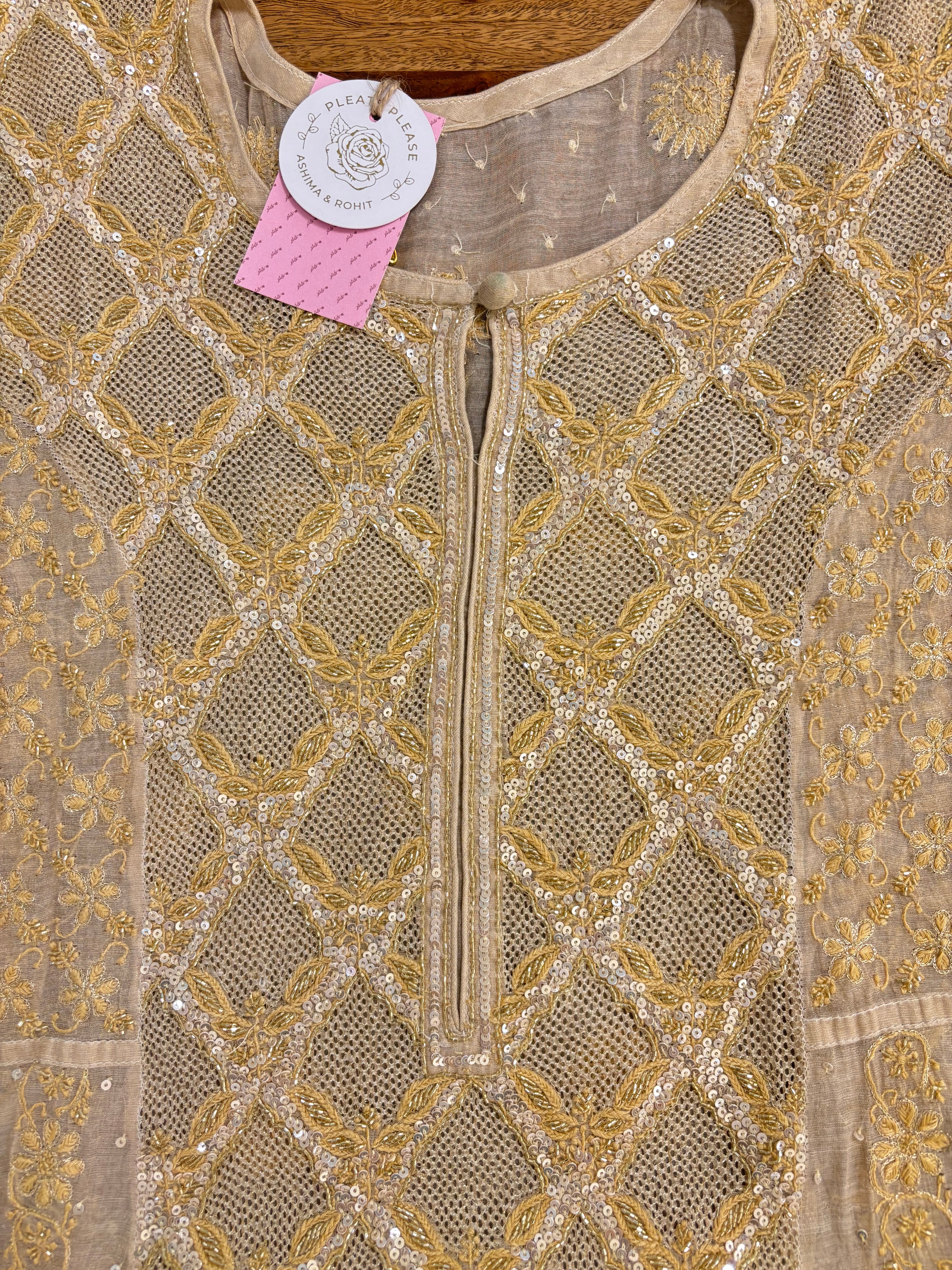 Dyeable Pure & Premium Tissue Chikankari Jaal Anarkali & Dupatta