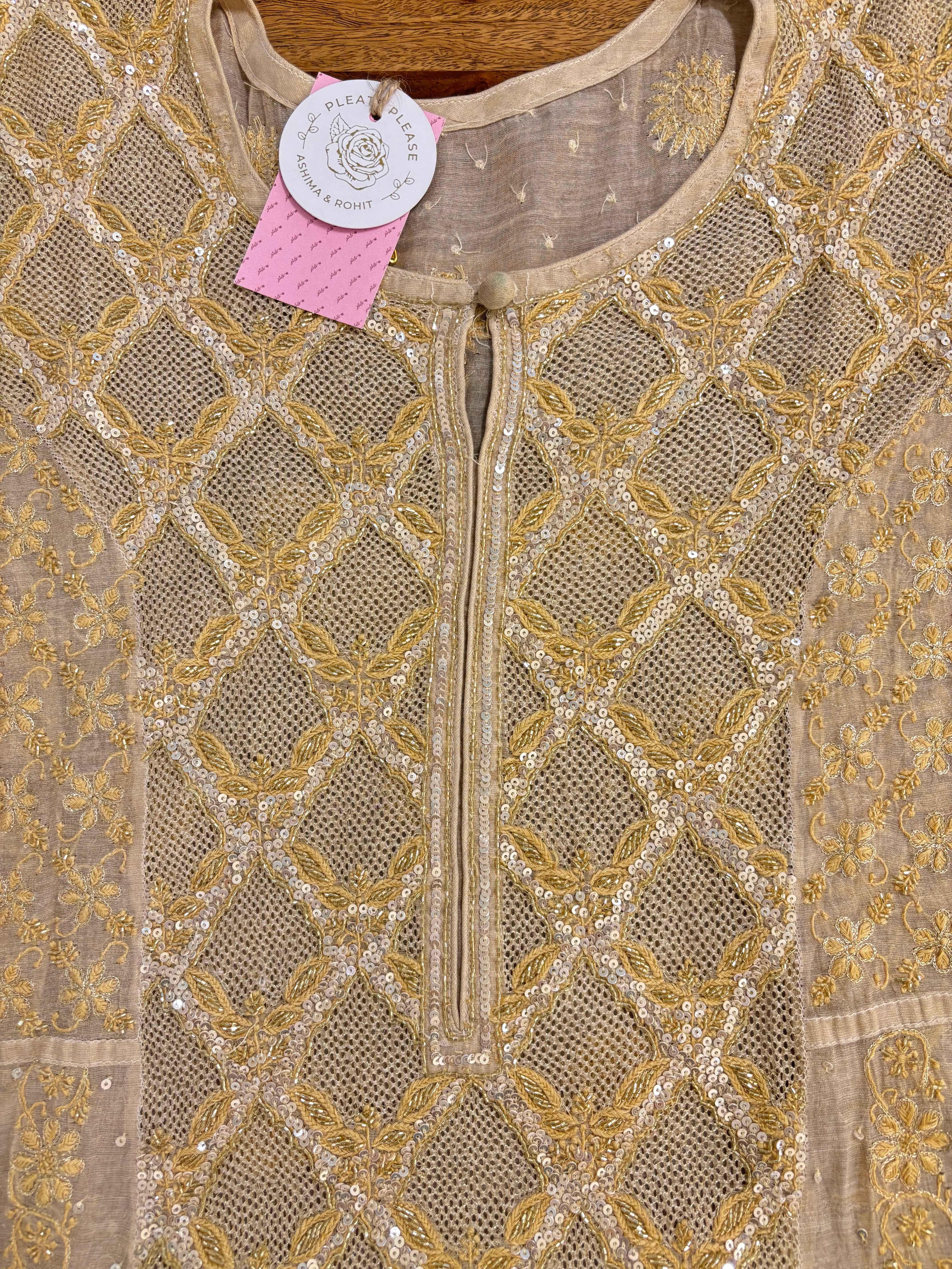 Dyeable Pure & Premium Tissue Chikankari Jaal Anarkali & Dupatta