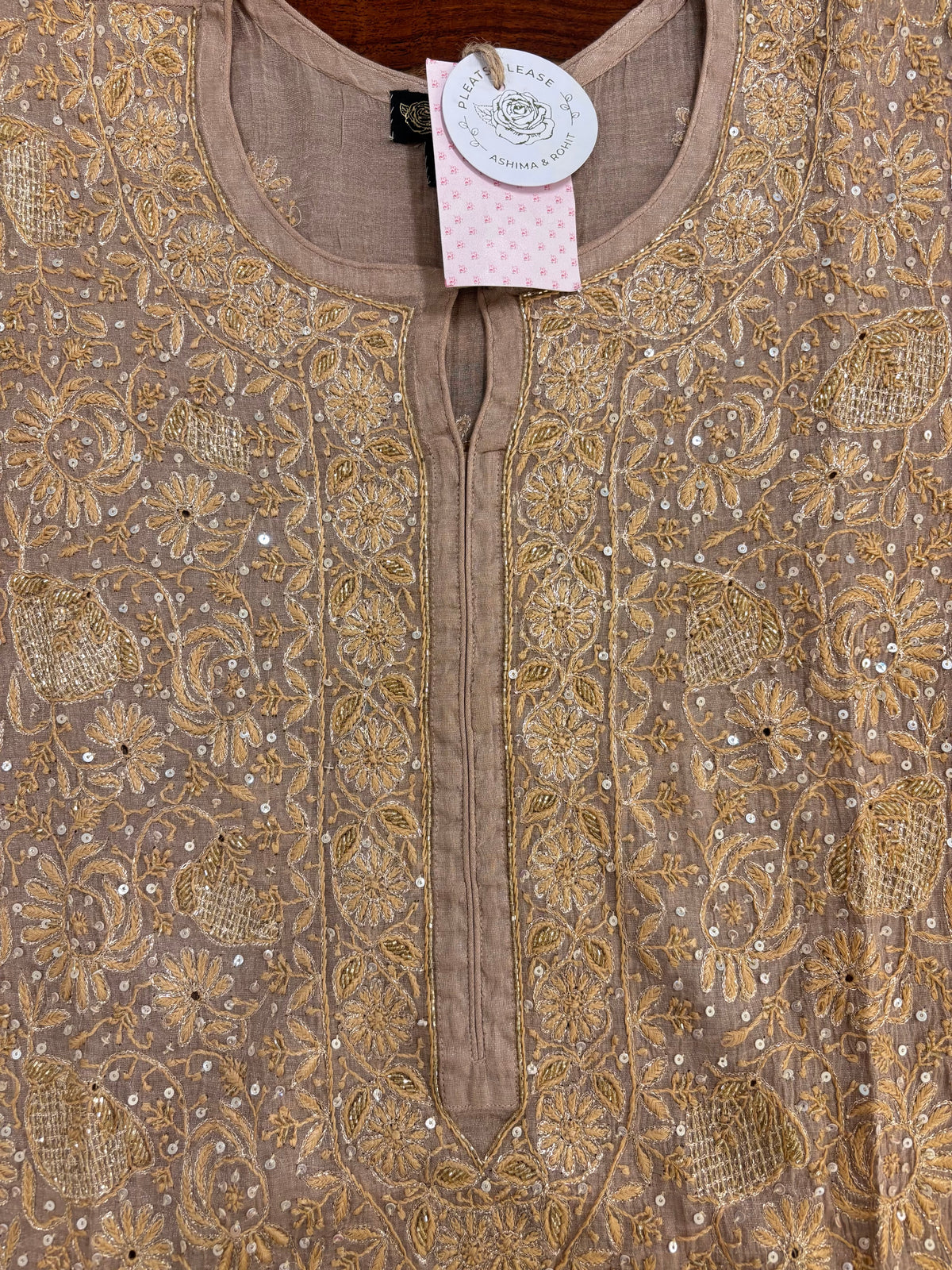 Antique Beige Pure & Premium Tissue Chikankari Kurta & Dupatta