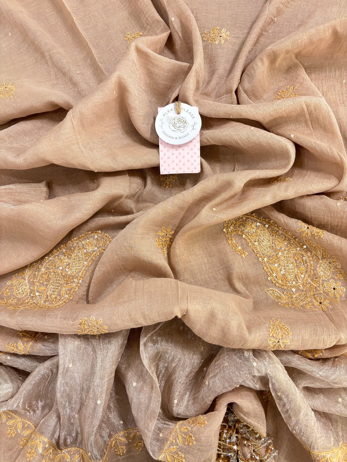 Antique Beige Pure & Premium Tissue Chikankari Kurta & Dupatta
