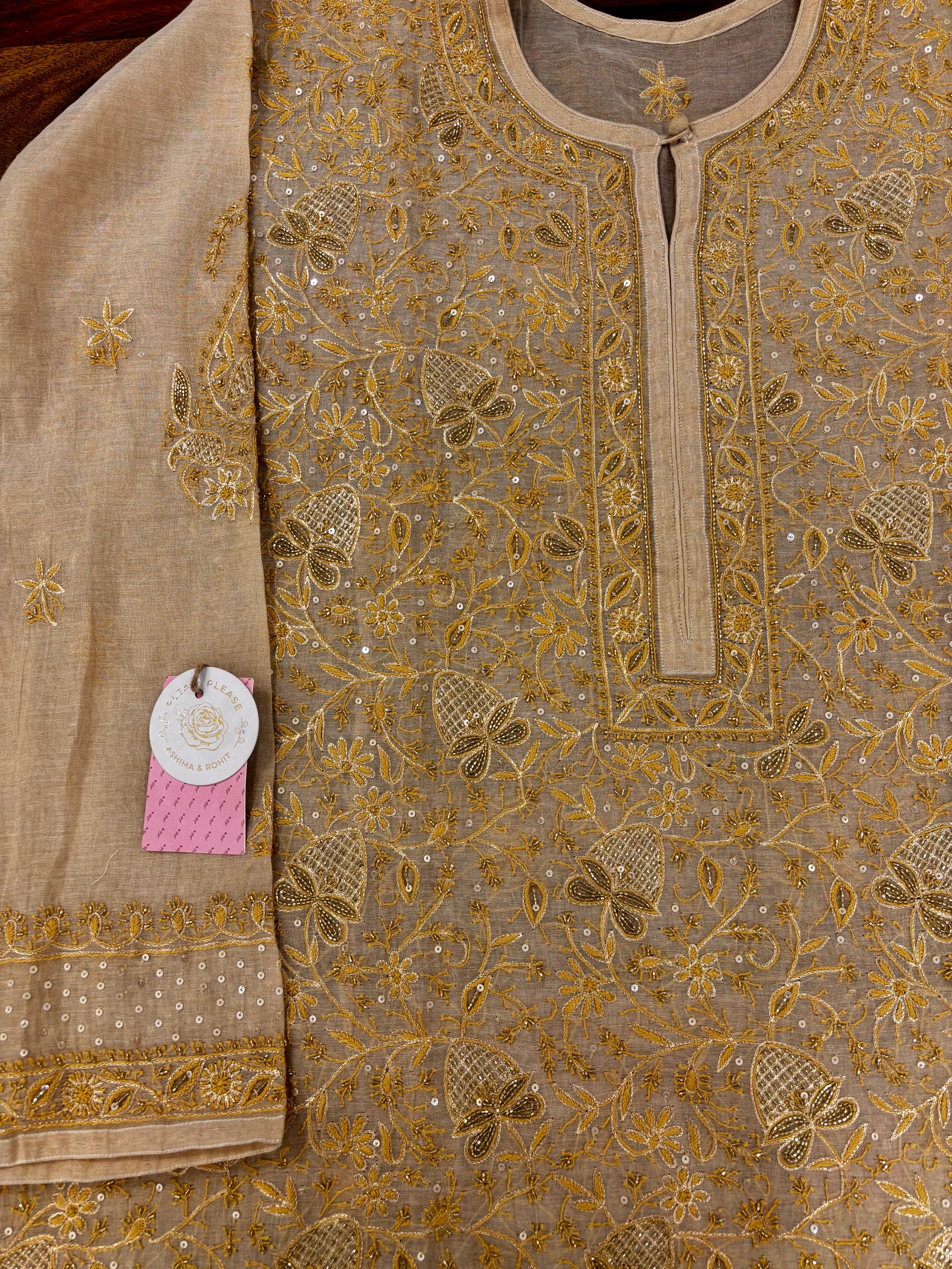 Dyeable Pure & Premium Tissue Heavy Jaal Chikankari Kurta & Dupatta