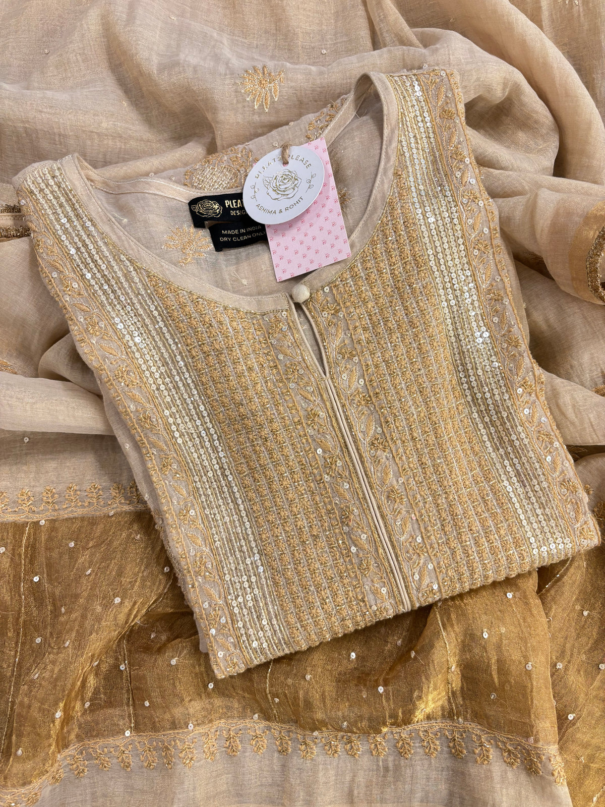 Dyeable Pure & Premium Tissue Keel Kangan Chikankari Kurta & Dupatta