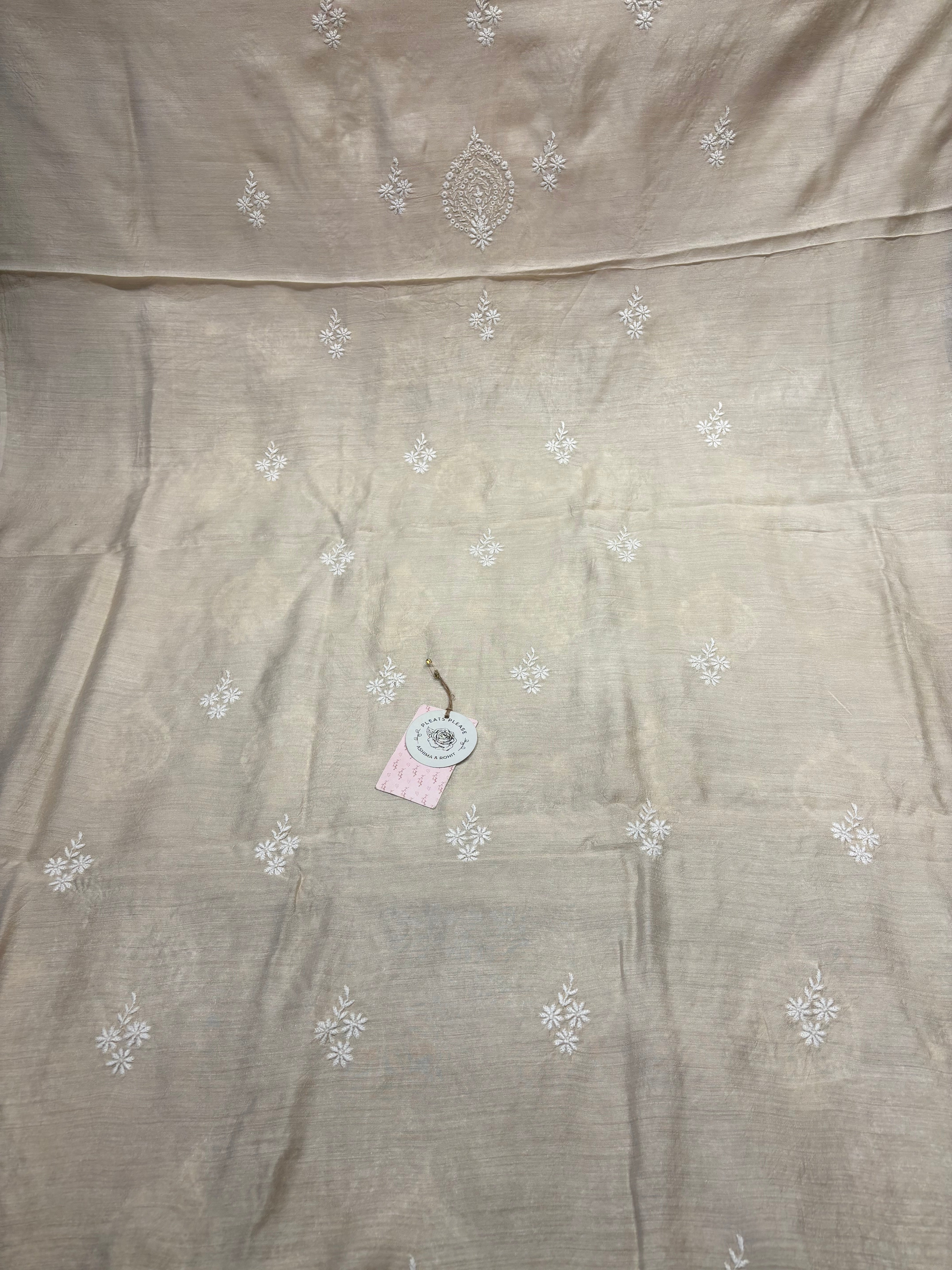 Natural Silk Chikankari Kurta and Dupatta Fabric