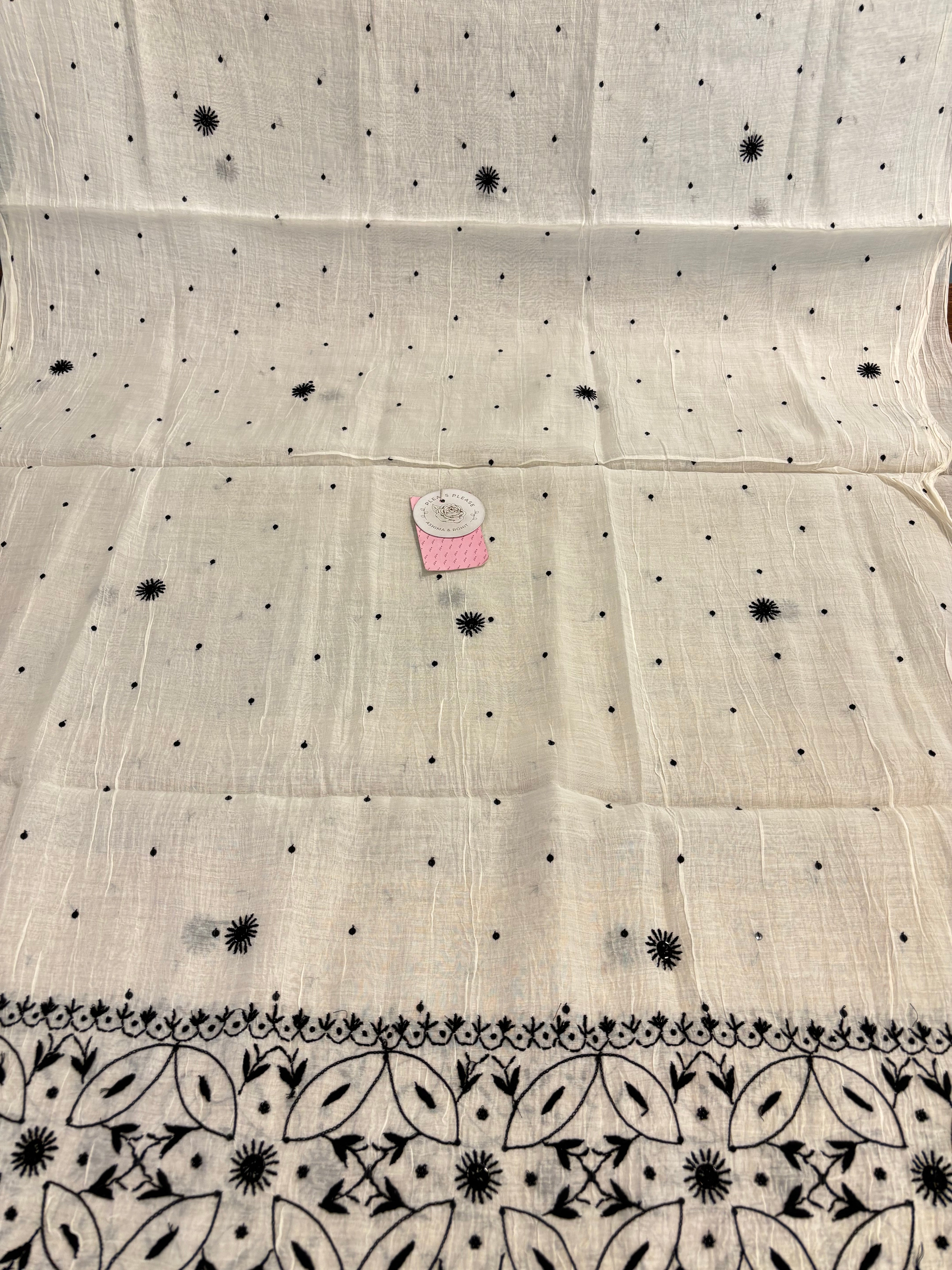 Dyeable Pure Chanderi Mul Chikankari Kurta & Dupatta