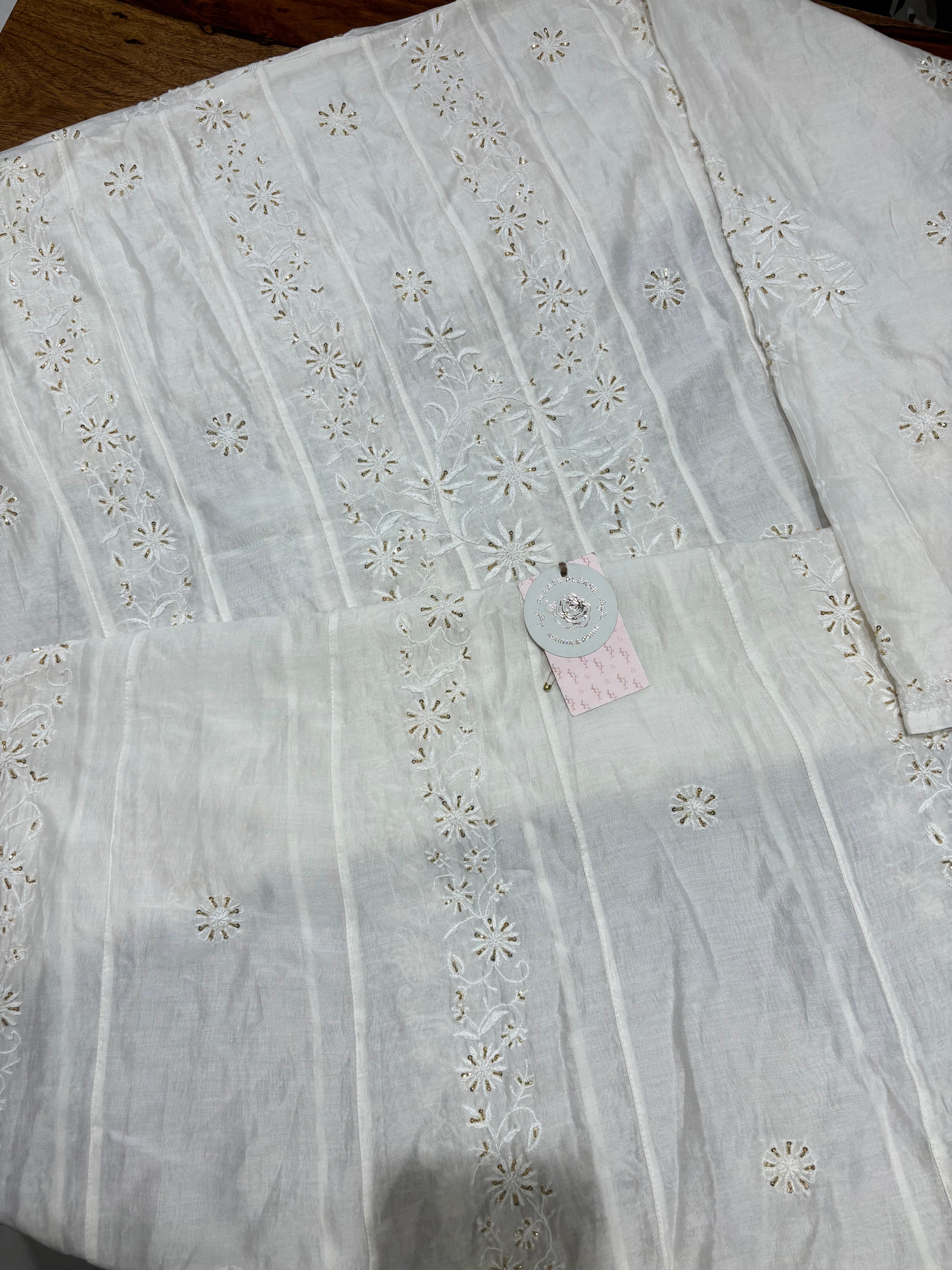 Dyeable Chanderi Silk Chikankari Anarkali & Dupatta Set