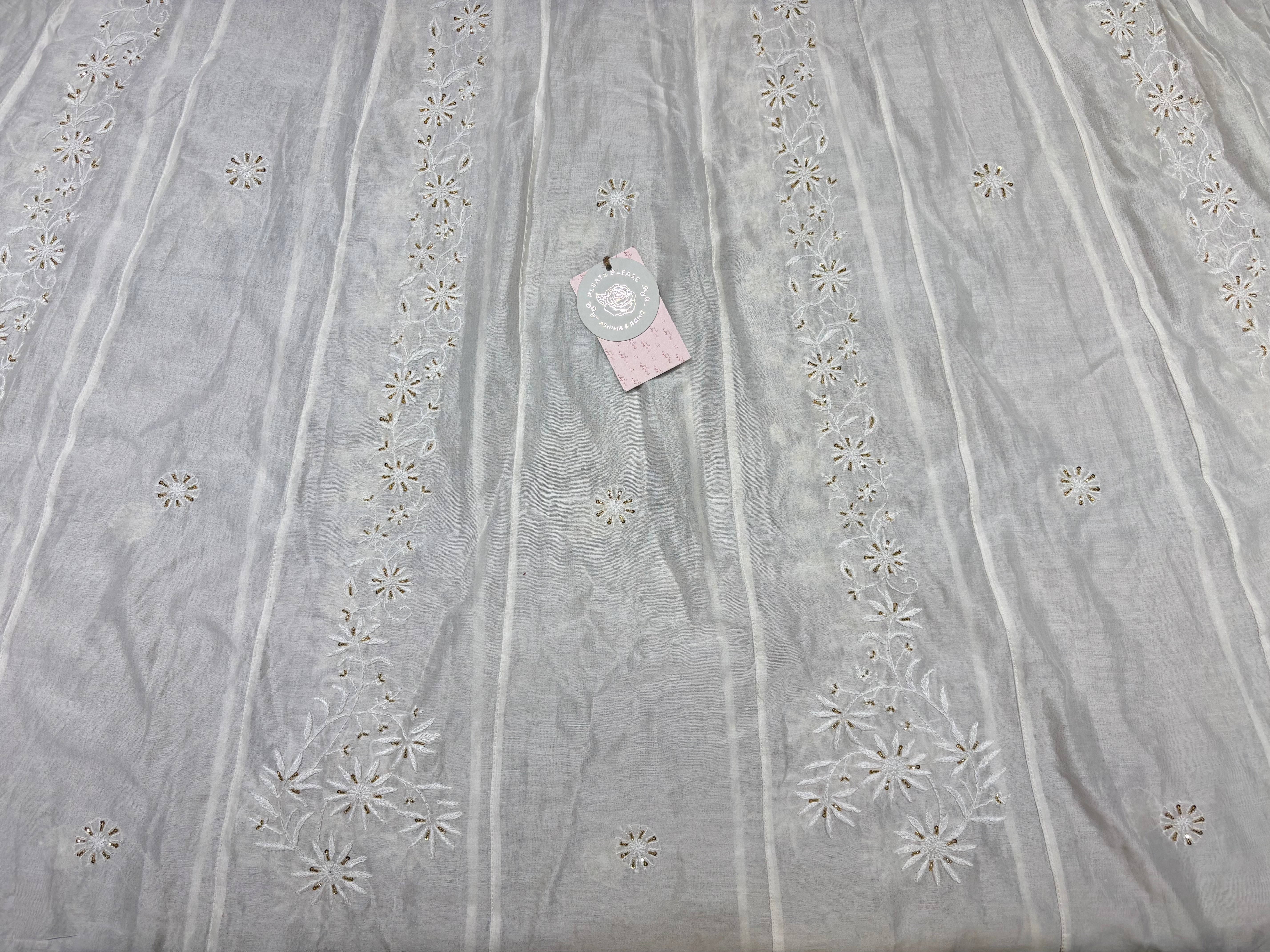 Dyeable Chanderi Silk Chikankari Anarkali & Dupatta Set