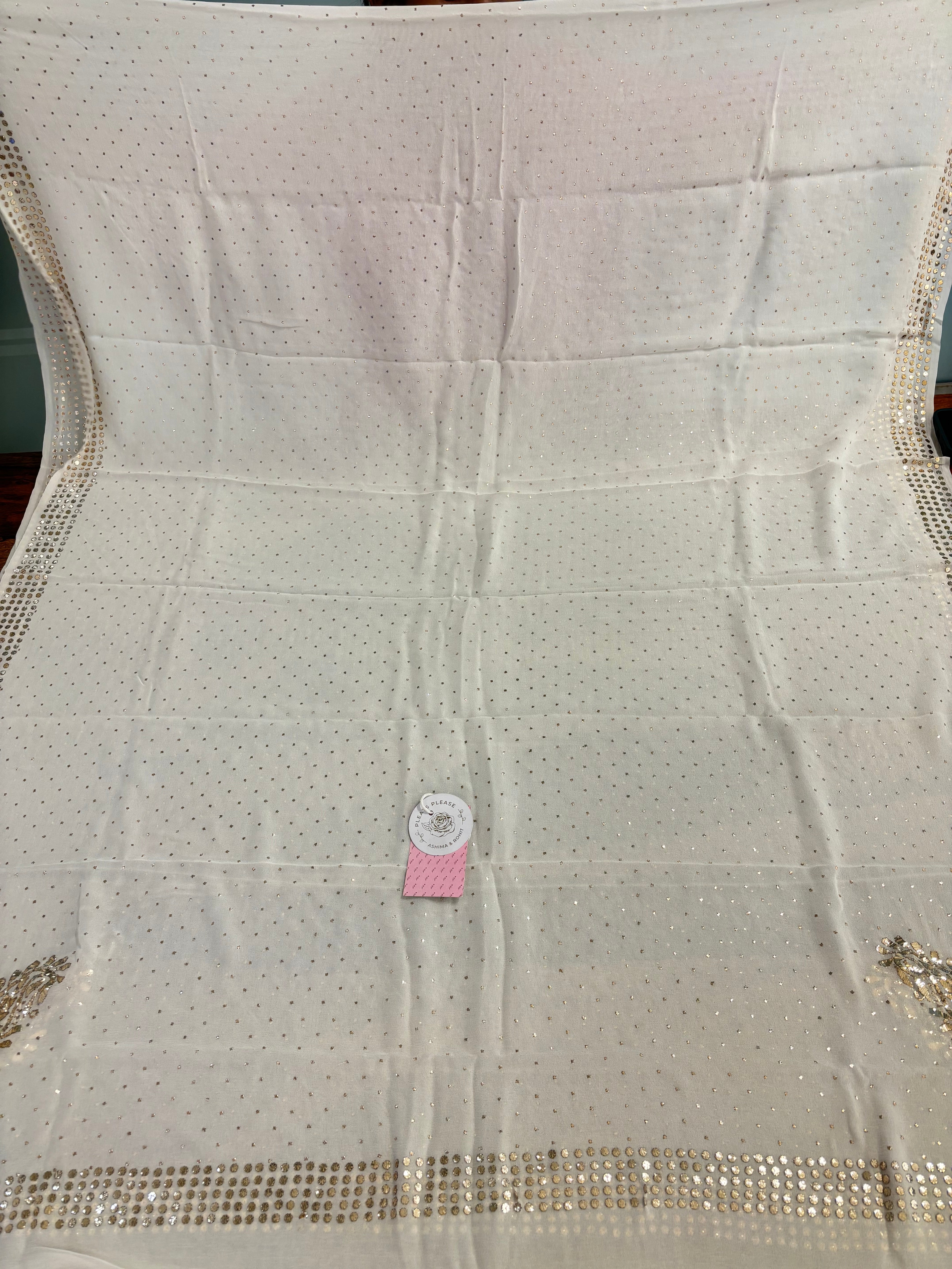 Dyeable Pure & Premium Georgette Mukaish Jhola & Dupatta Set - Pleats PleaseChikankari