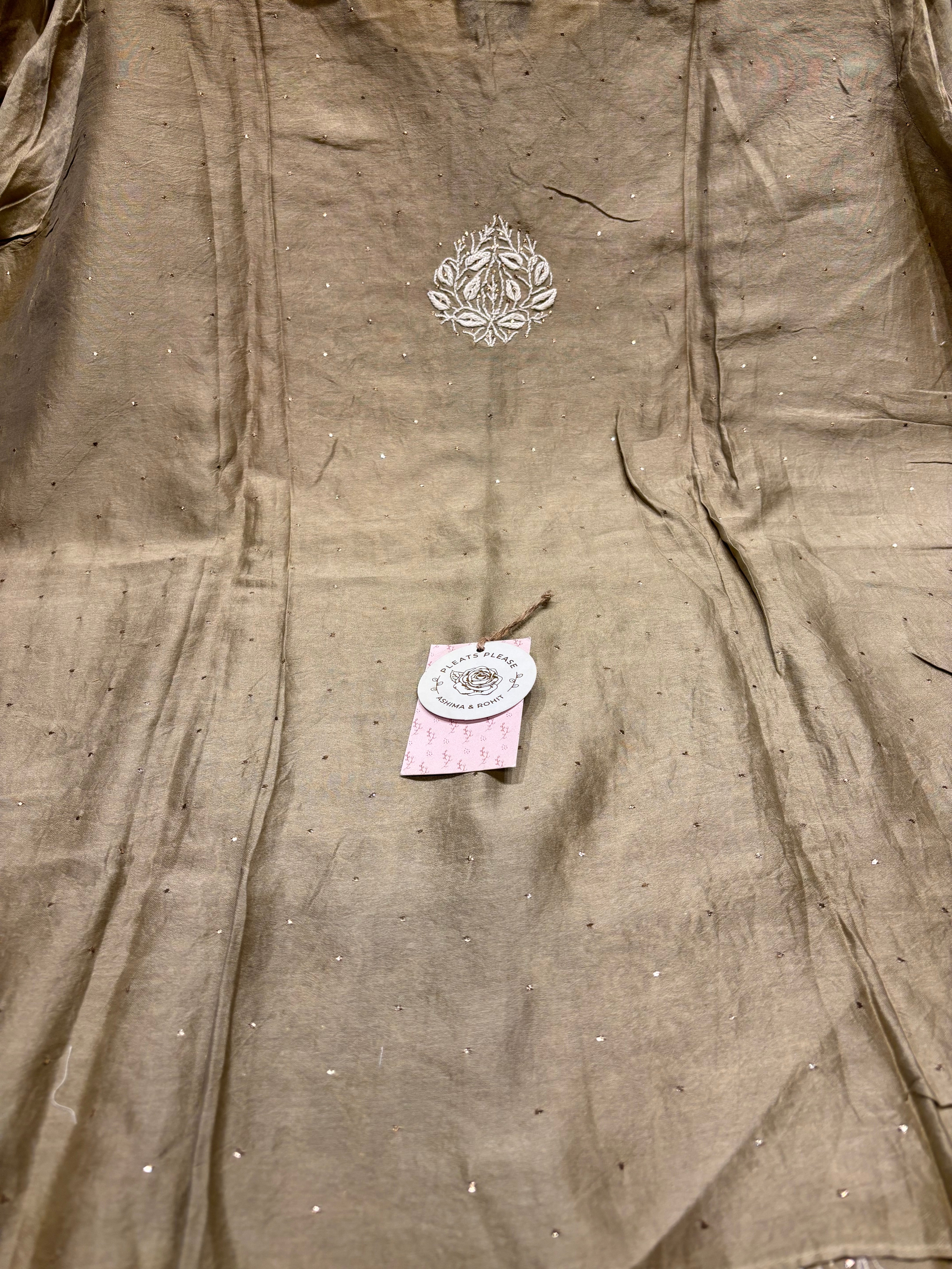 Brown Chanderi Silk Chikankari Co-ord Set